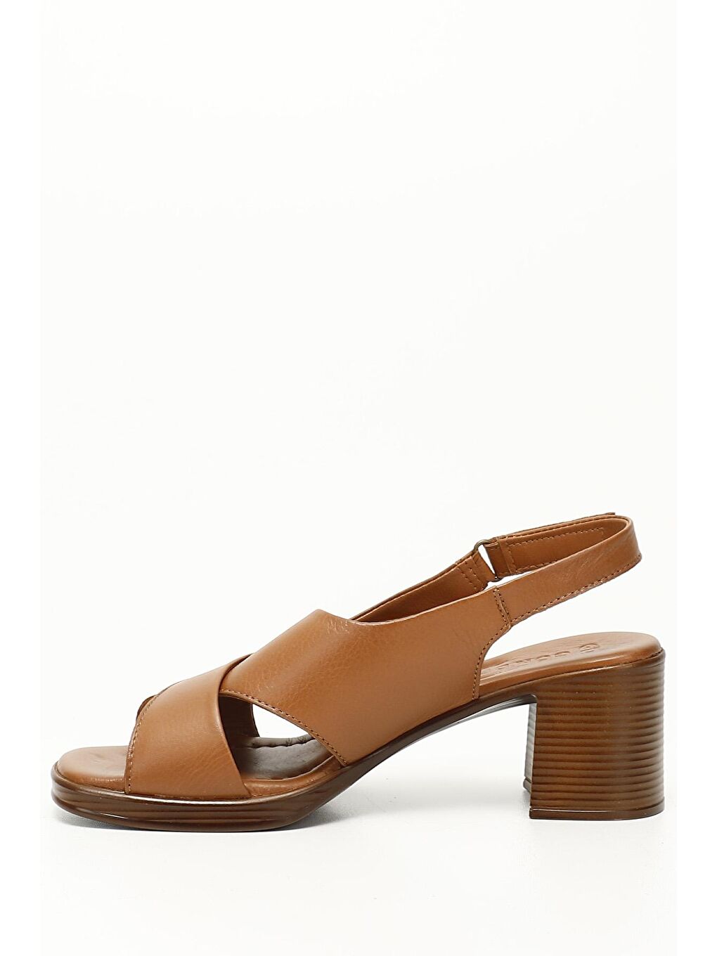 Kahverengi TABA-KAHVERENGİ  Hakiki Deri  Kalın Topuklu Kadın Sandalet 45130-2