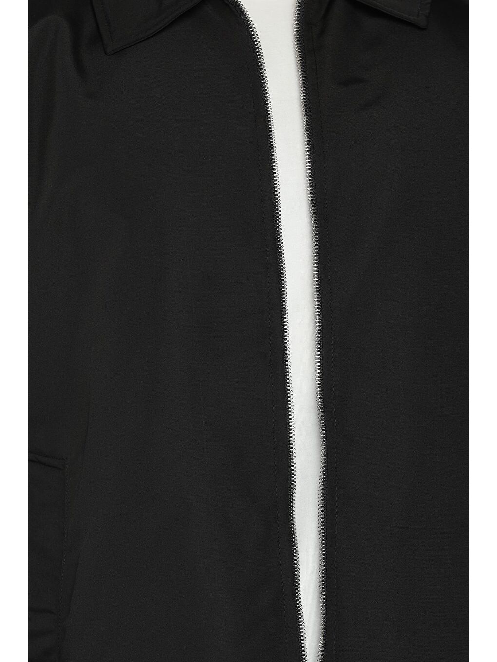 Siyah Astarlı Fermuarlı Erkek Mevsimlik Mont-3