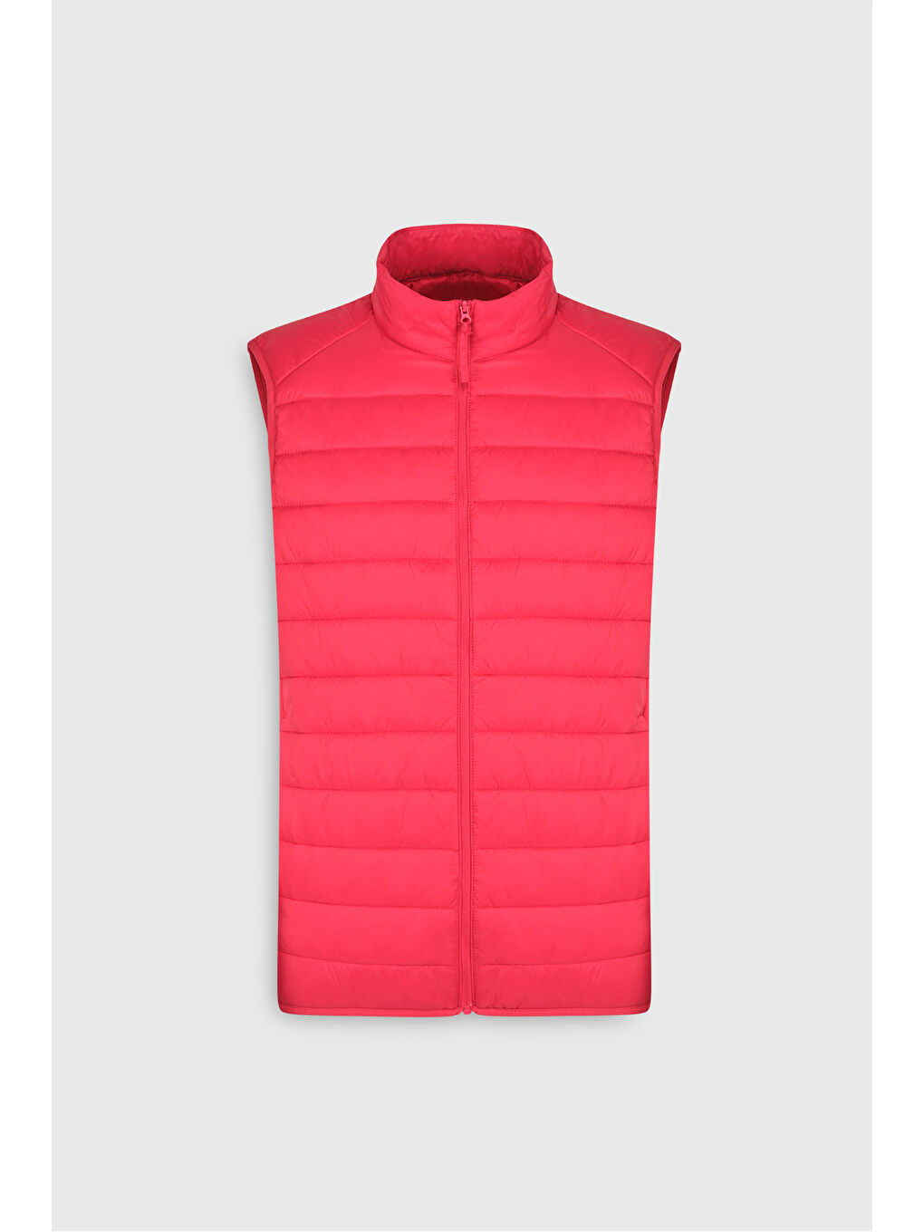 Erkek Kırmızı Rüzgar Geçirmez Taşınabilir Çantalı Sıcak Tutan Elyaf Dolgulu Ultra Hafif Standart Fit Şişme Yelek-7