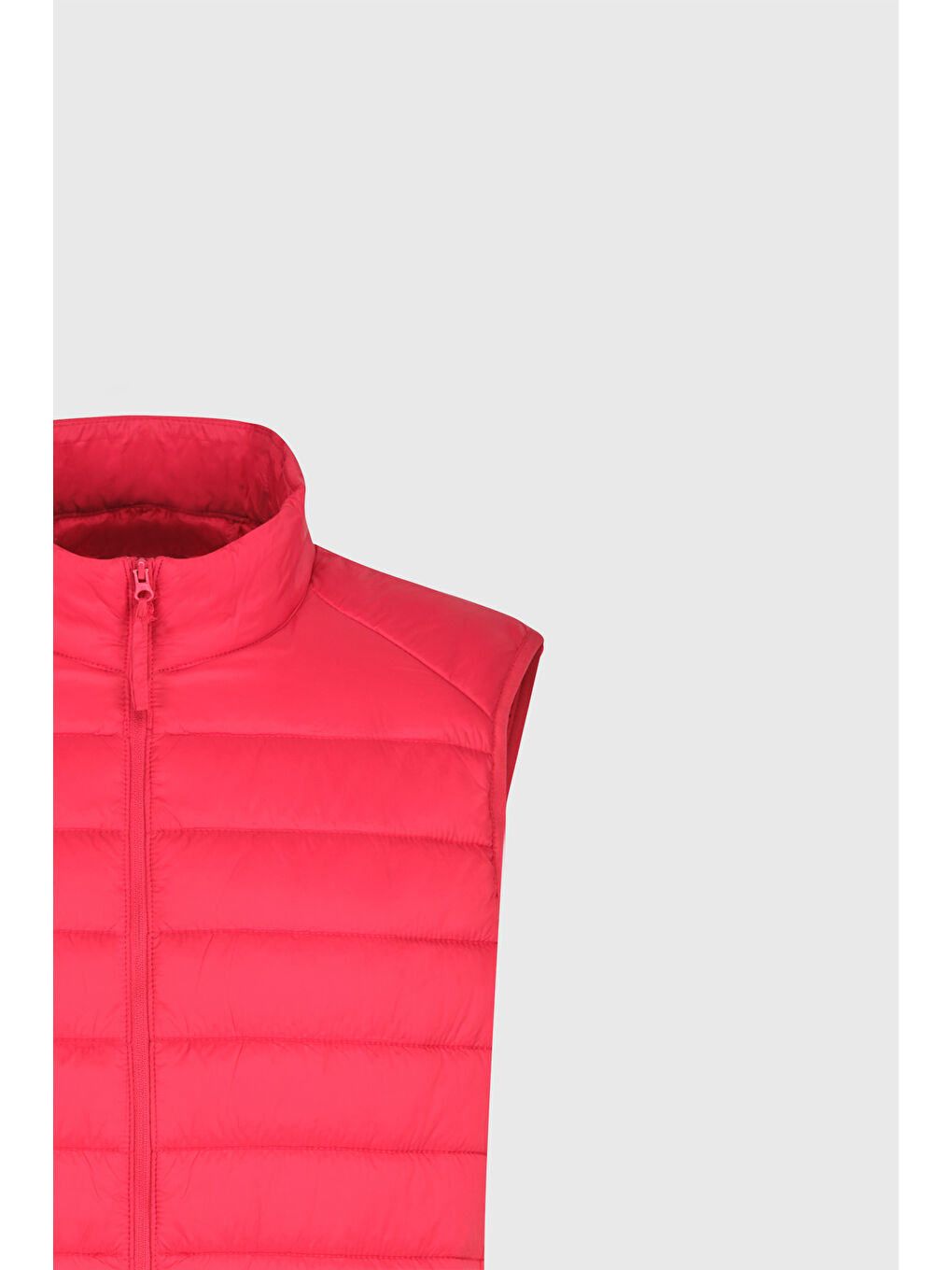 Erkek Kırmızı Rüzgar Geçirmez Taşınabilir Çantalı Sıcak Tutan Elyaf Dolgulu Ultra Hafif Standart Fit Şişme Yelek-8