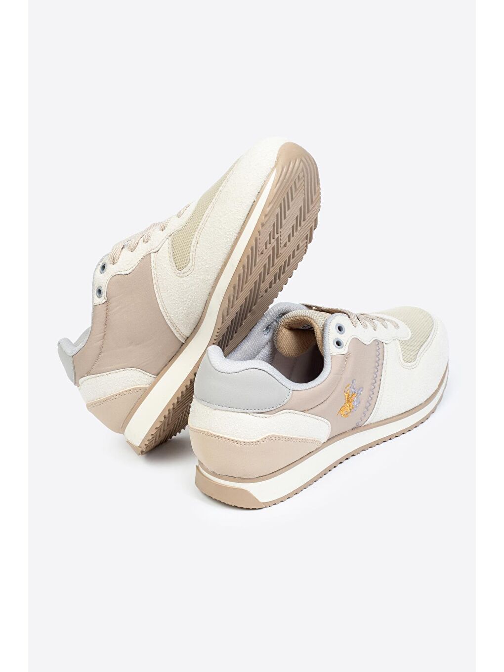 Bej Yuvarlak Burunlu Bağcıklı Erkek Spor Ayakkabı-2