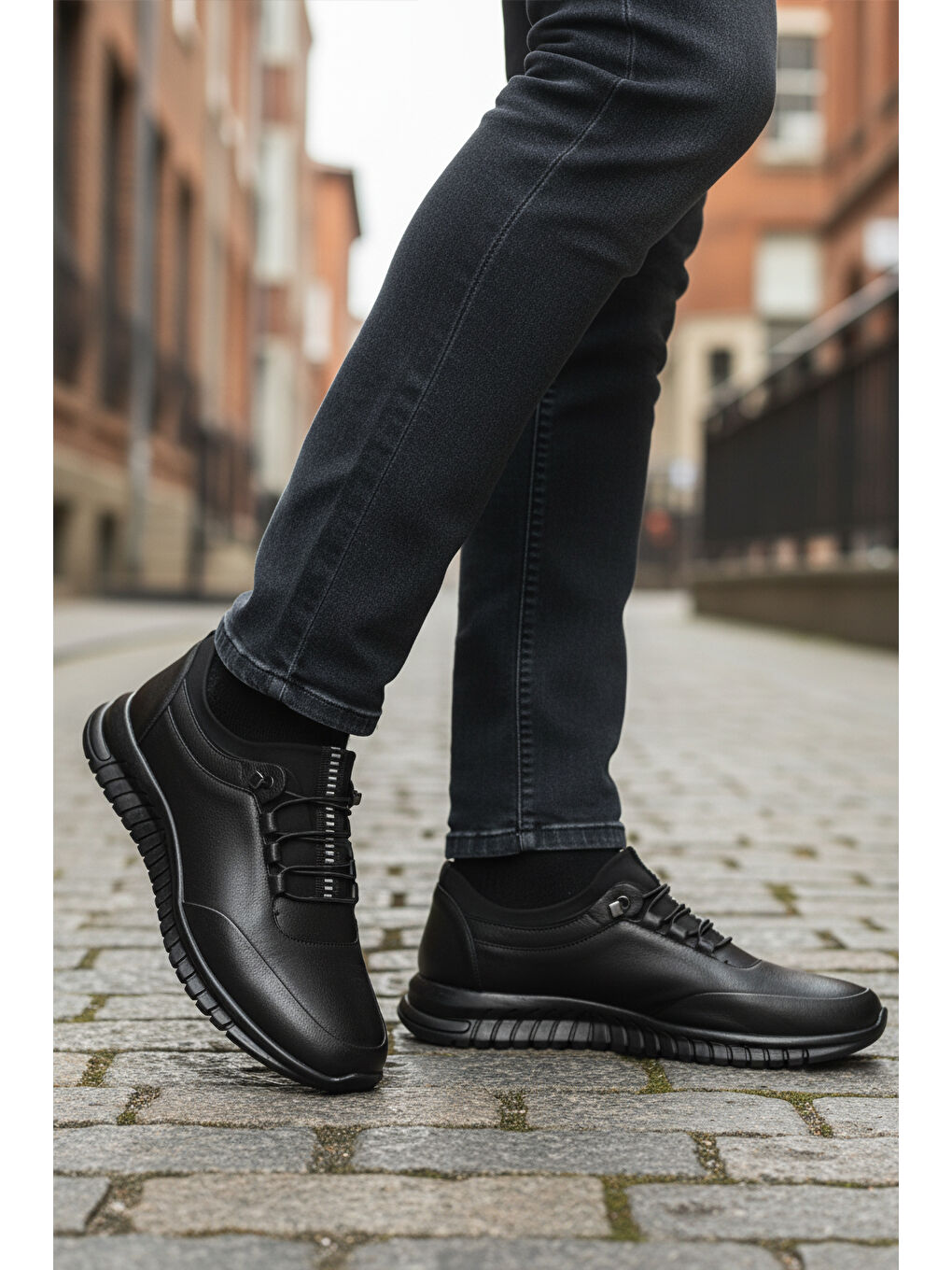 Siyah Bağcıklı Anatomik Jel Taban Deri Erkek Casual Ayakkabı 316 M-3