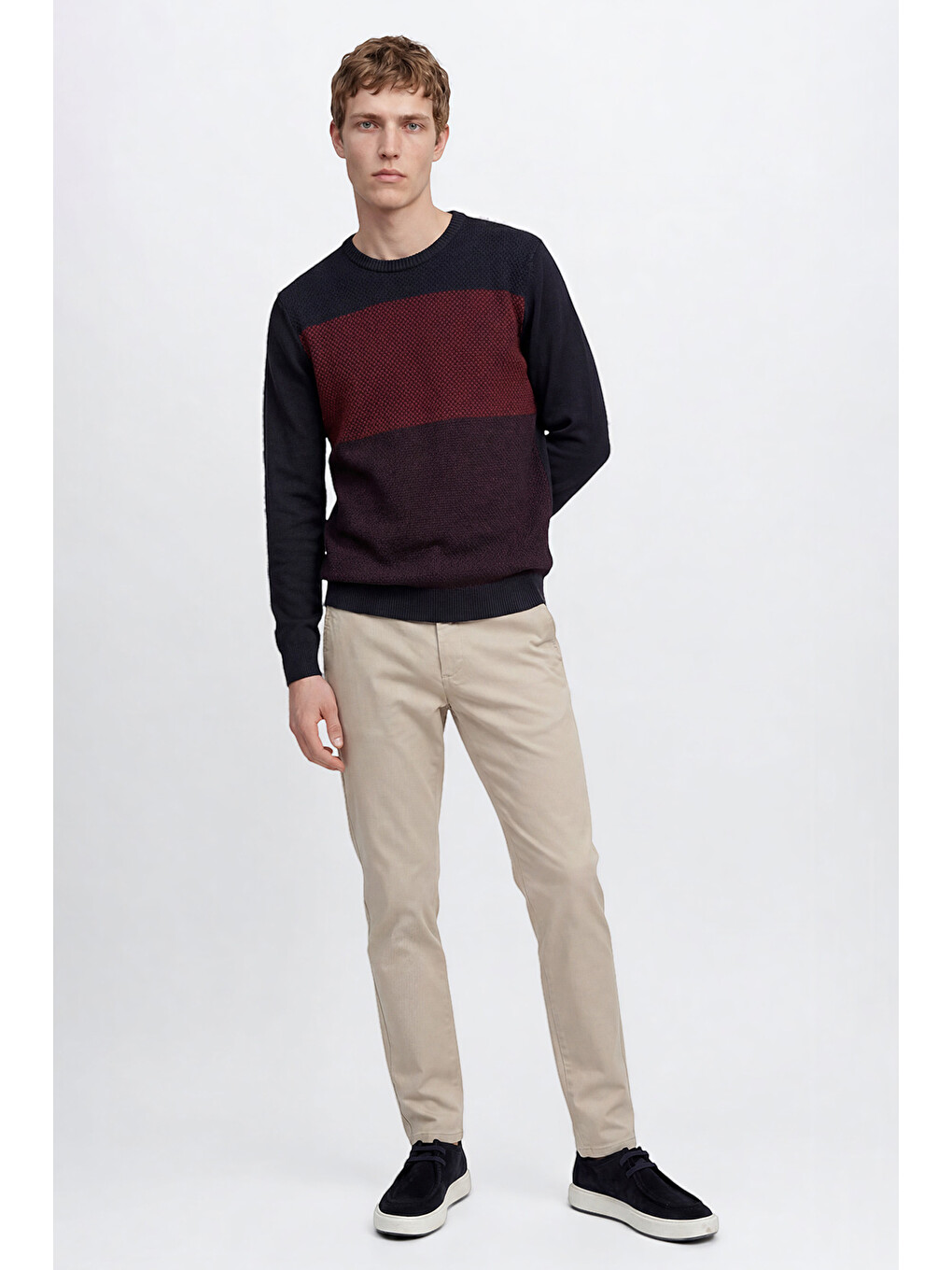 Bej Erkek Taş Pamuklu Slim Fit Dar Kesim Yan Cepli Esnek Pantolon-2