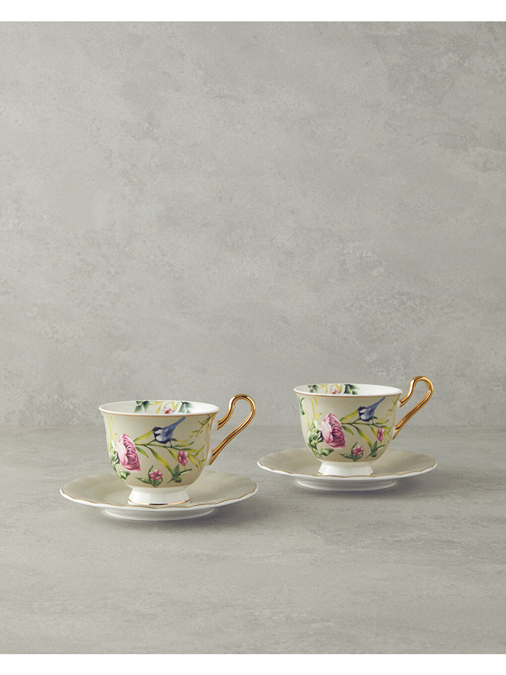 Vanilla New Bone China Çay Fincanı Takımı 4 Parça 2 Kişilik Açık Gri