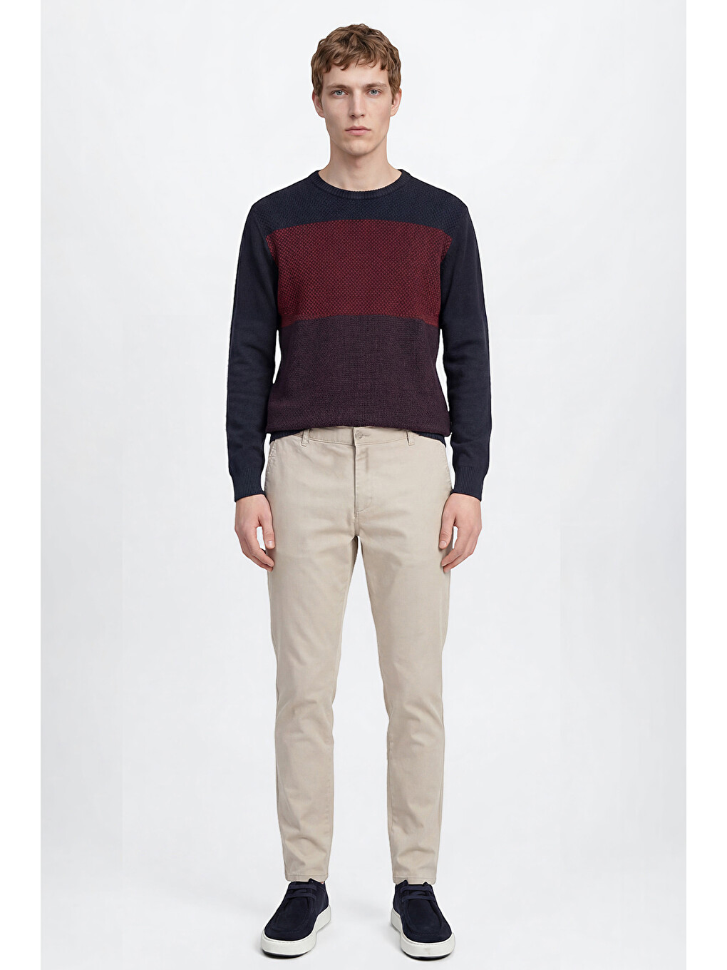 Bej Erkek Taş Pamuklu Slim Fit Dar Kesim Yan Cepli Esnek Pantolon-3