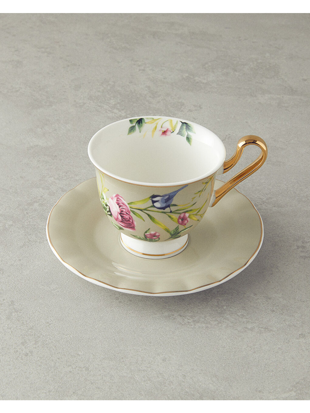 Vanilla New Bone China Çay Fincanı Takımı 4 Parça 2 Kişilik Açık Gri-1