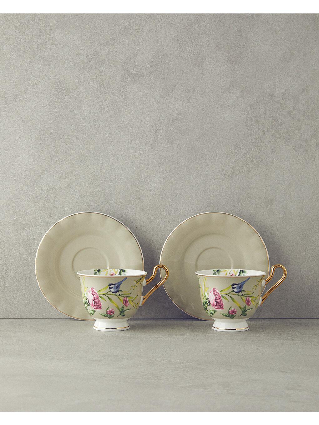 Vanilla New Bone China Çay Fincanı Takımı 4 Parça 2 Kişilik Açık Gri-2