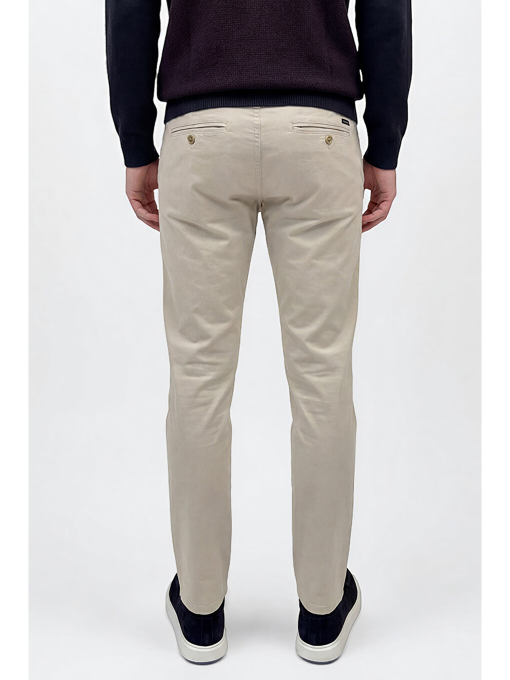Bej Erkek Taş Pamuklu Slim Fit Dar Kesim Yan Cepli Esnek Pantolon-4