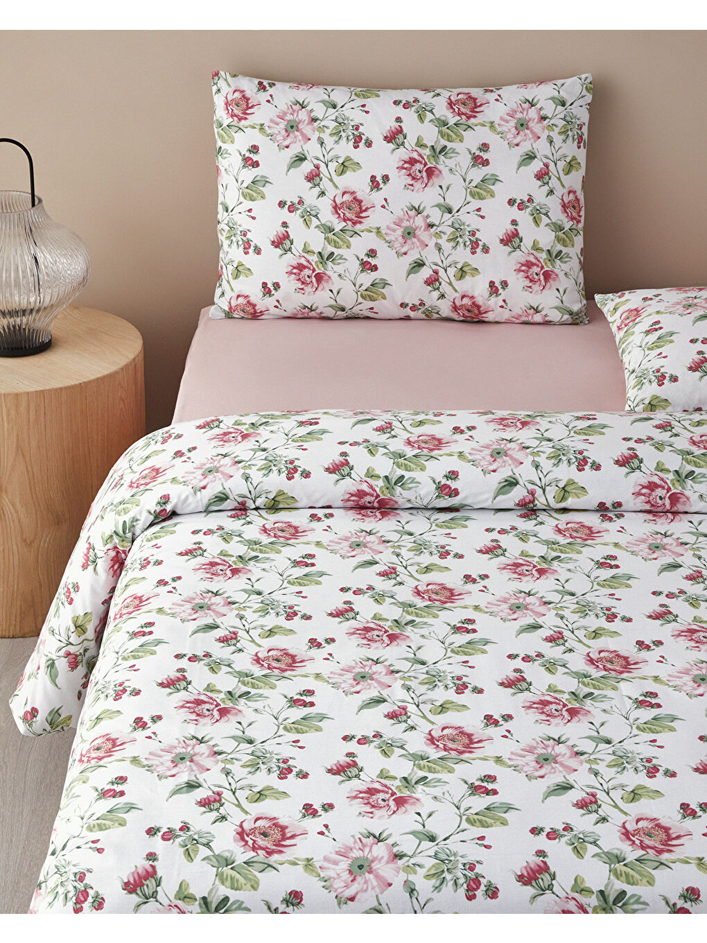 Sparkling Flowers Pamuklu Ranforce King Size Nevresim Takımı 240x220 cm Yeşil-1