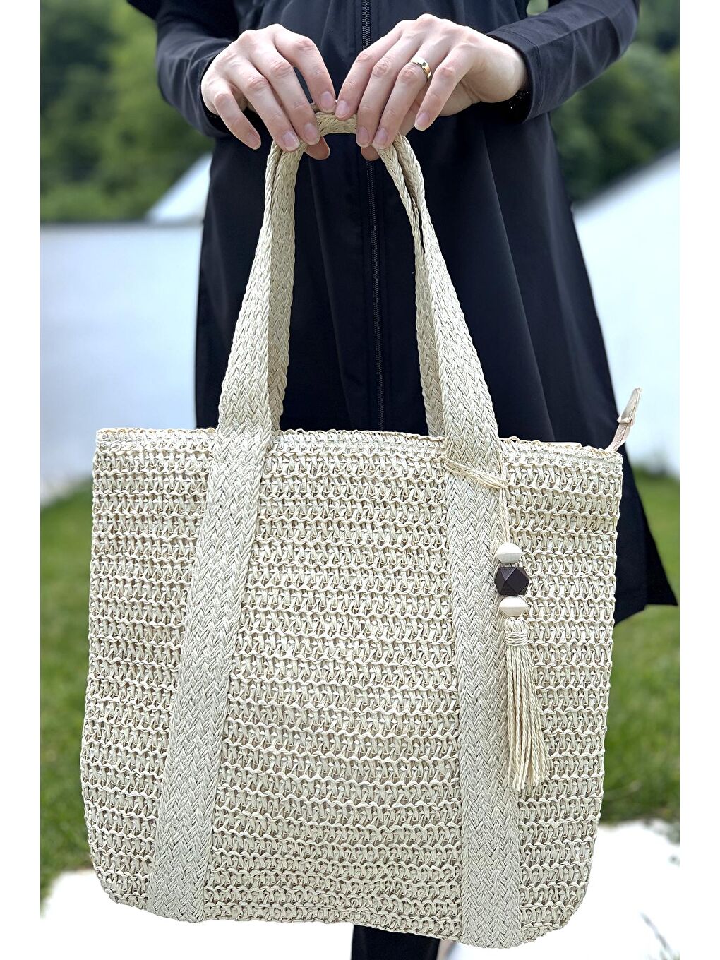 Hasır Plaj Çantası 009 Bej-1