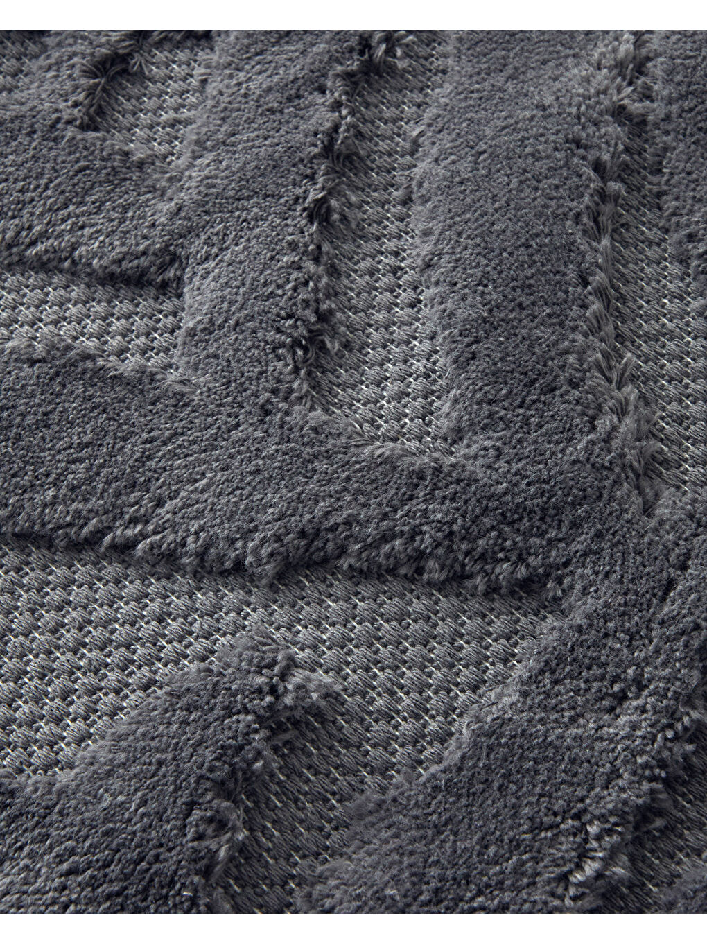 Leafy Joy Pamuklu Banyo Paspası Seti Koyu Gri-2