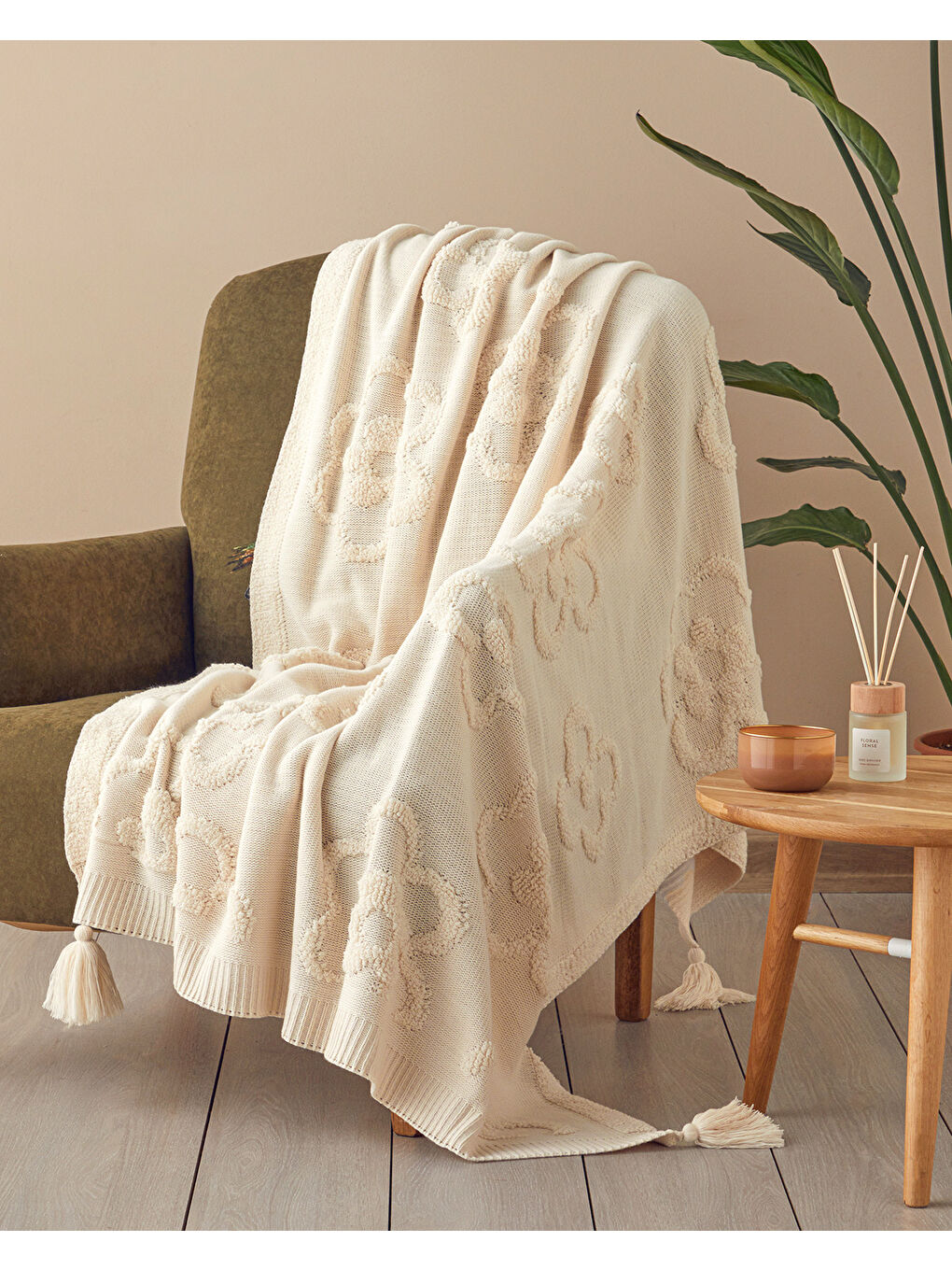 Gri Luxwrap Triko Koltuk Şalı Açık Taş-1