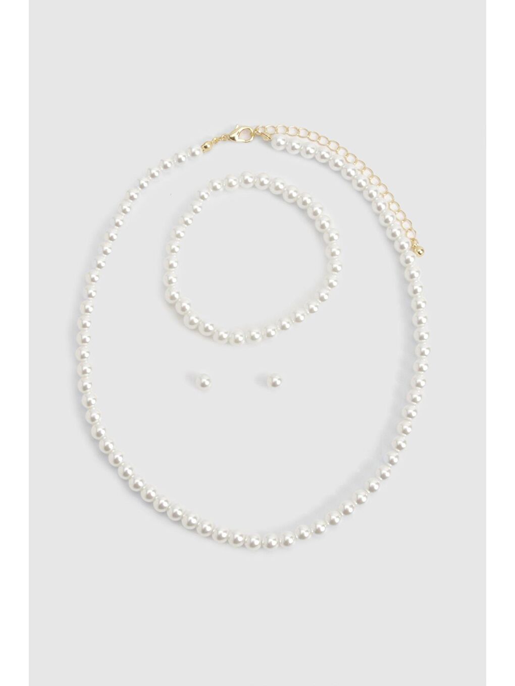 Beyaz İnci Kolye Küpe Bileklik Takı Seti