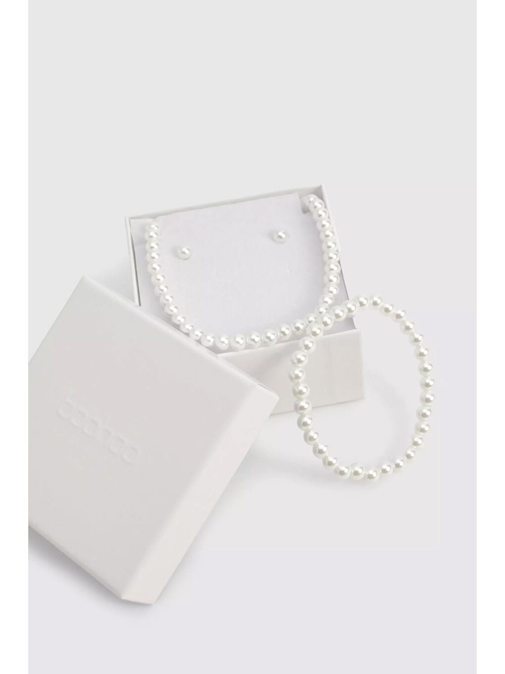 Beyaz İnci Kolye Küpe Bileklik Takı Seti-1