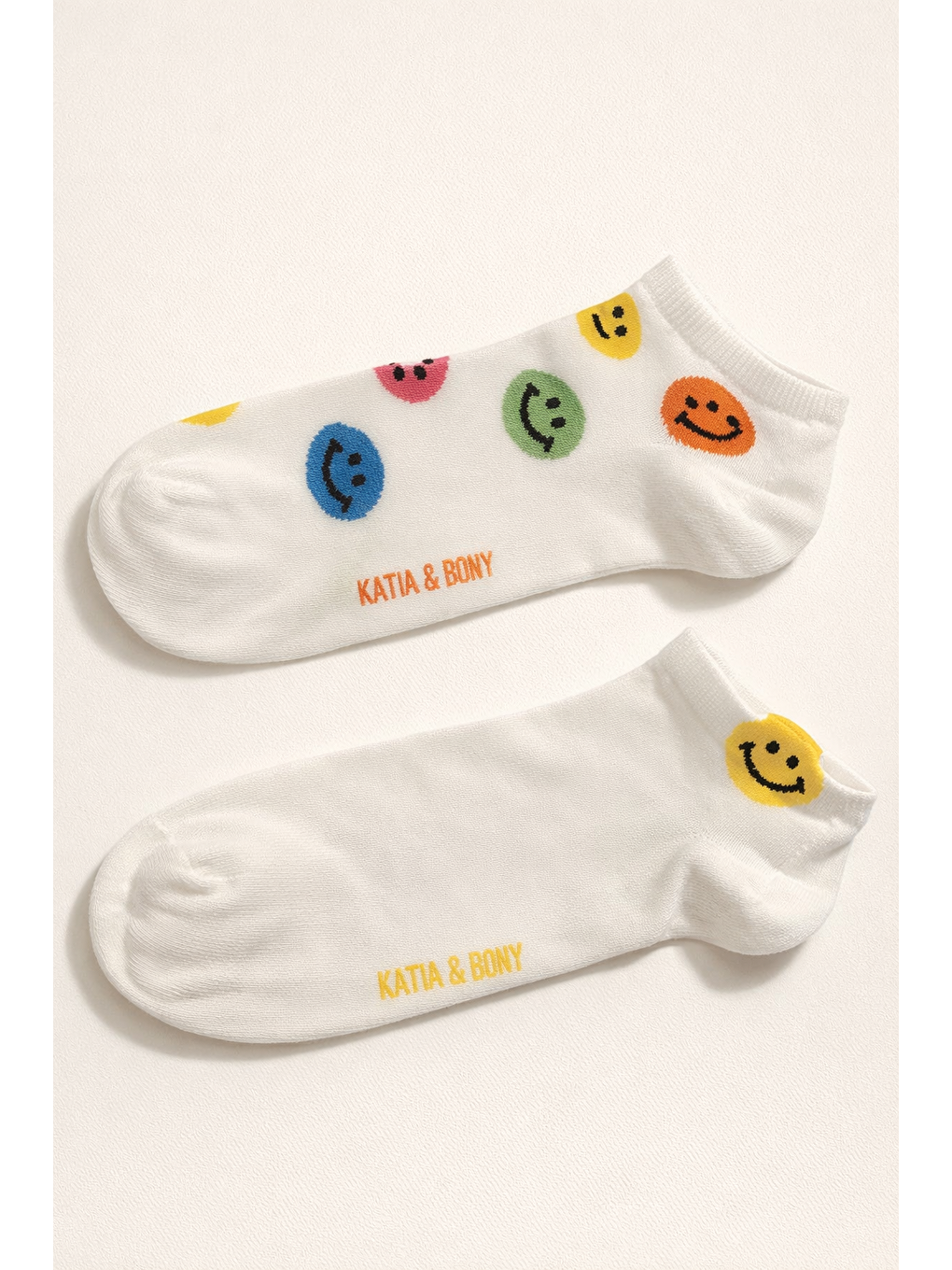 Karışık Kadın Gülen Yüz Desenli 2'Li Step Çorap