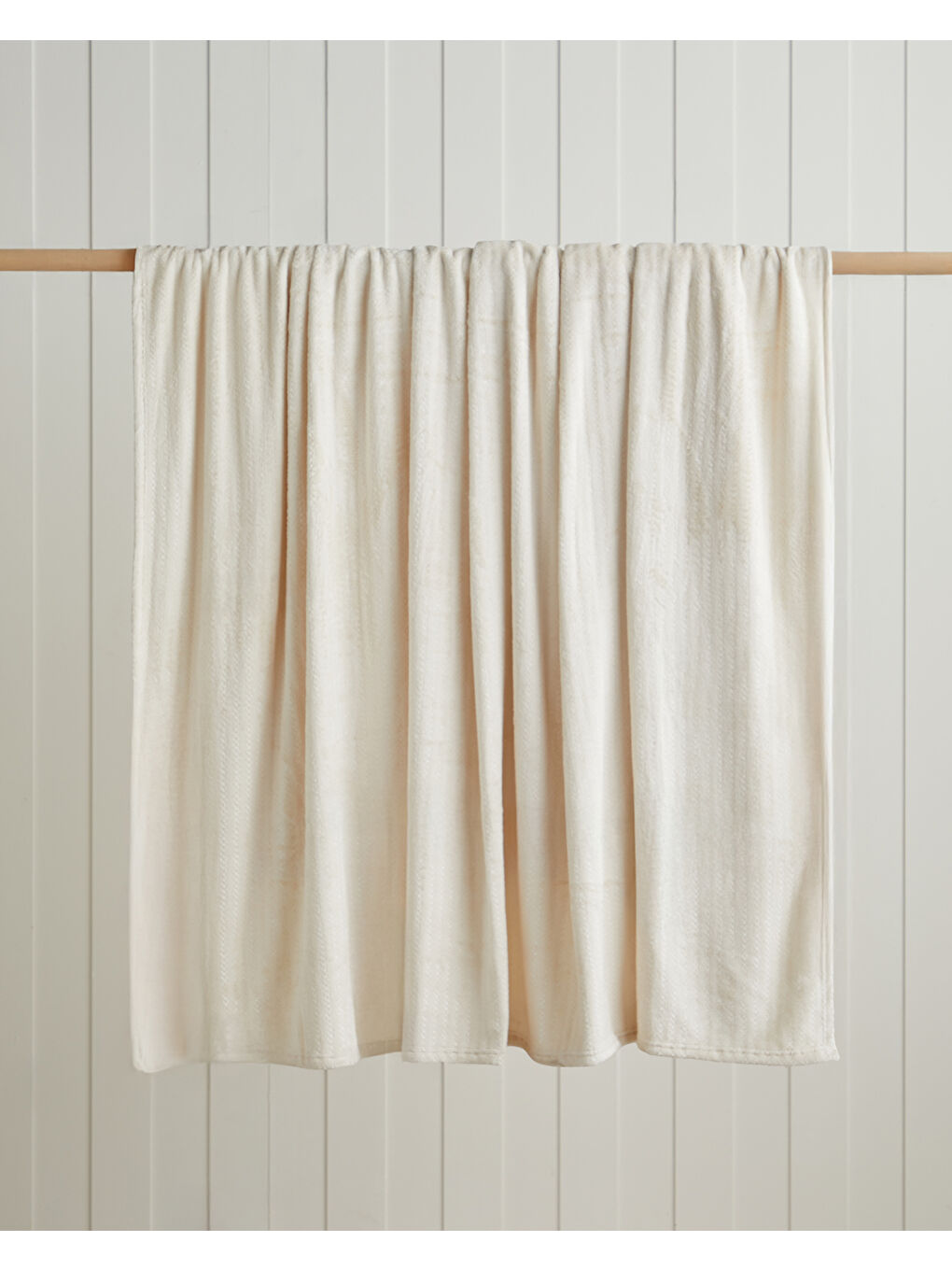 Ekru Shiny Lines Floşlu Supersoft Çift Kişilik Battaniye 200x220 cm Krem-1