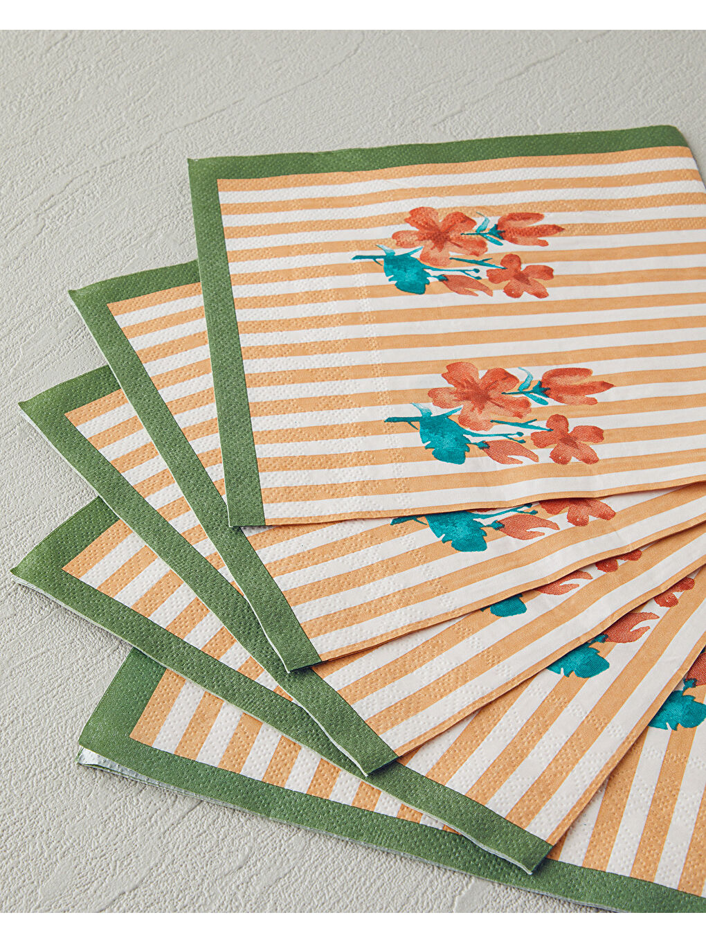 Retro Flower 20'li Kağıt Peçete 33x33 cm Yeşil-1