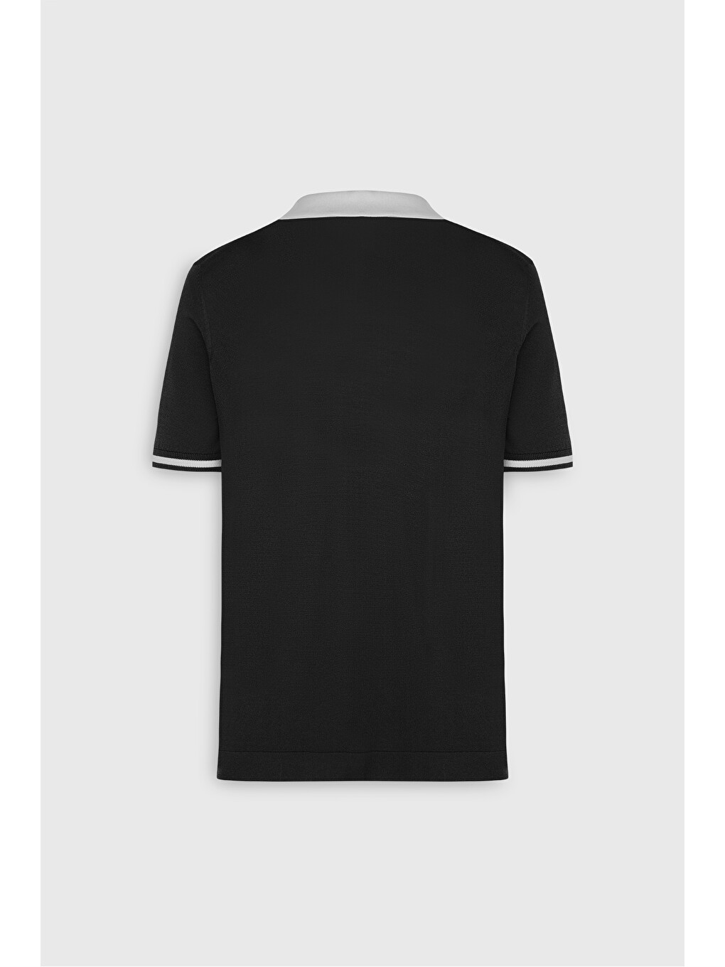 Erkek Siyah-Ekru Standart Fit Normal Kesim Polo Yaka Triko Tişört-8