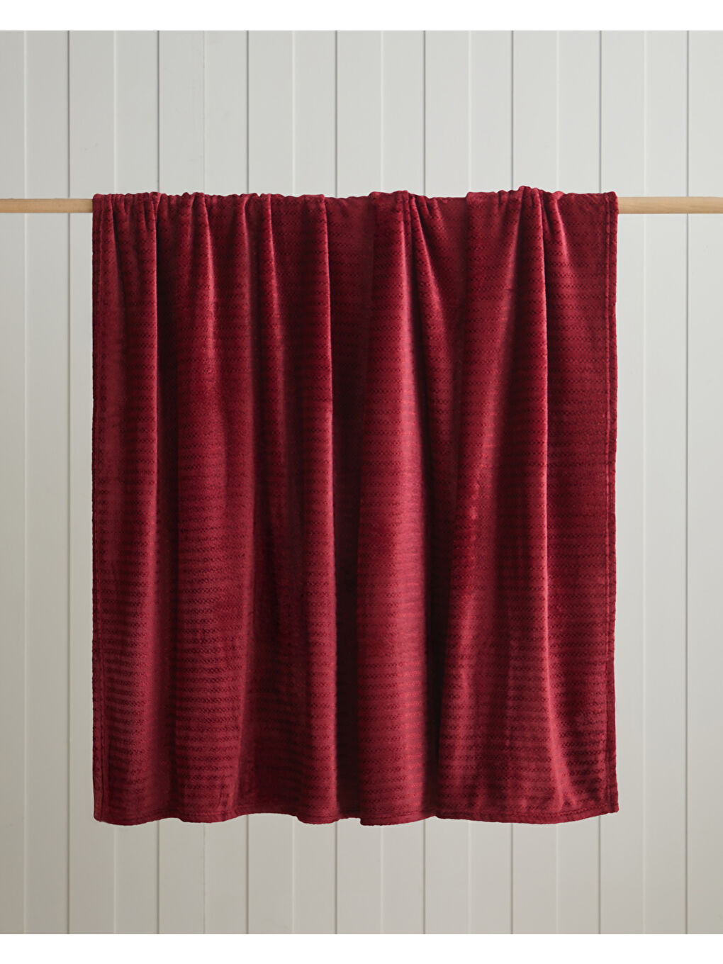 Shiny Lines Floşlu Supersoft Çift Kişilik Battaniye 200x220 cm Koyu Kırmızı-1