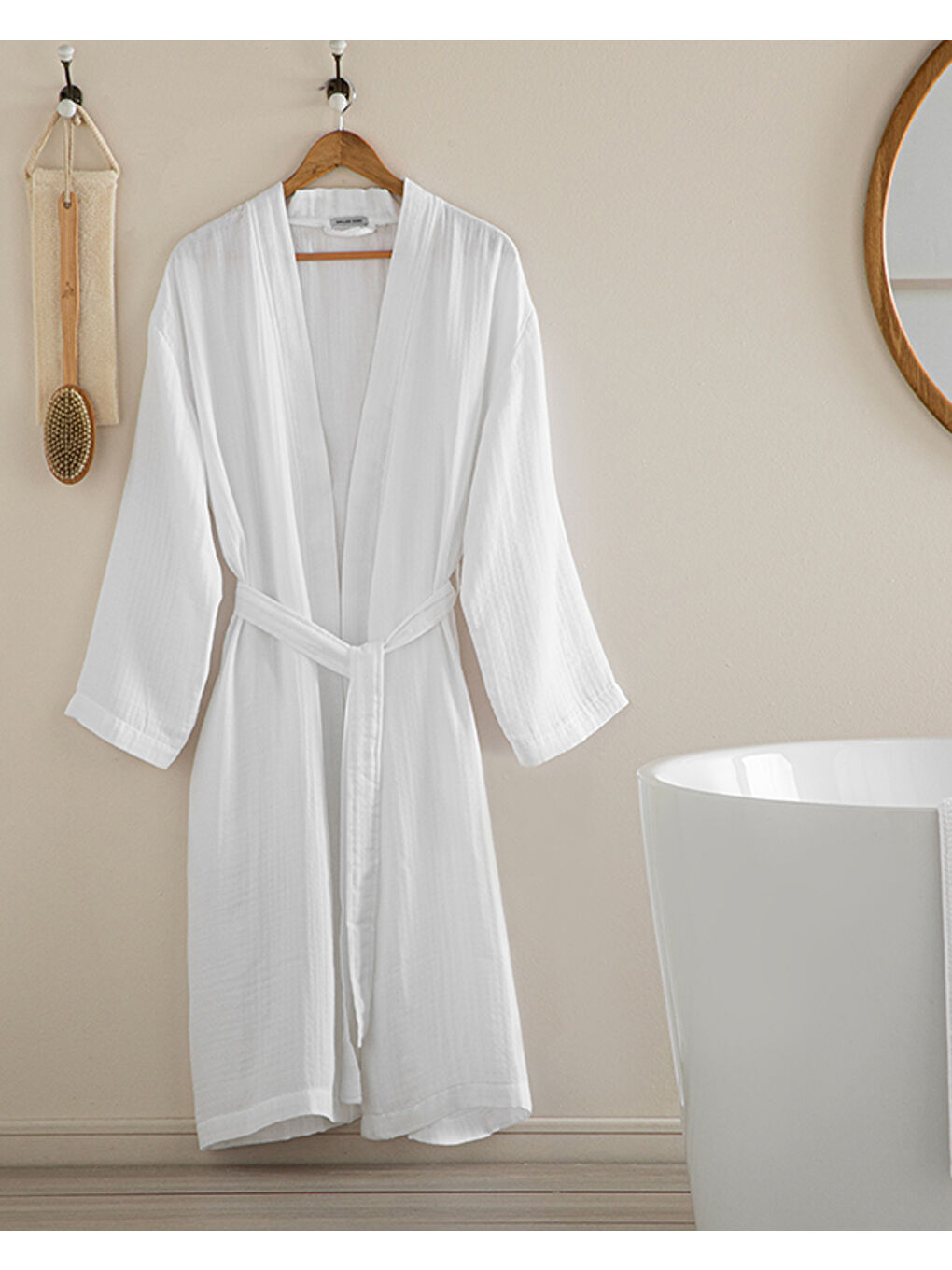 Barbara Müslin %100 Pamuklu Bornoz Beyaz