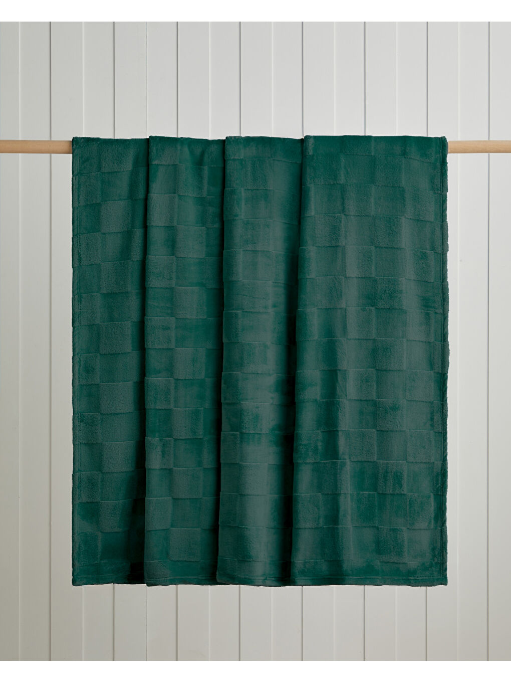 Classic Check Jakarlı Supersoft Çift Kişilik Battaniye 200x220 cm Koyu Yeşil-1
