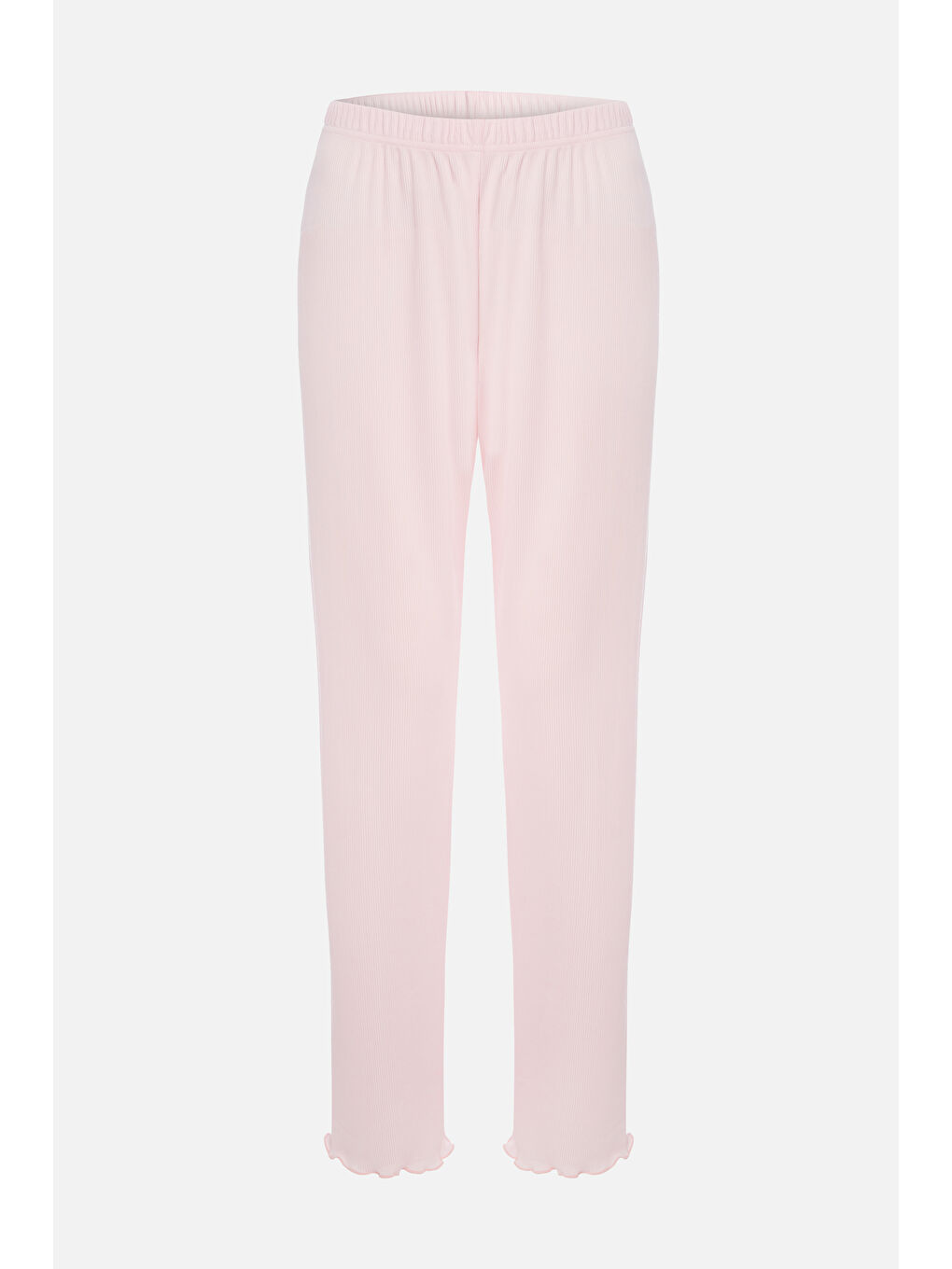 Kadın Kaşkorse Pembe Baby Overloklu Fiyonk Detaylı Uzun Kollu Pijama Takımı-2