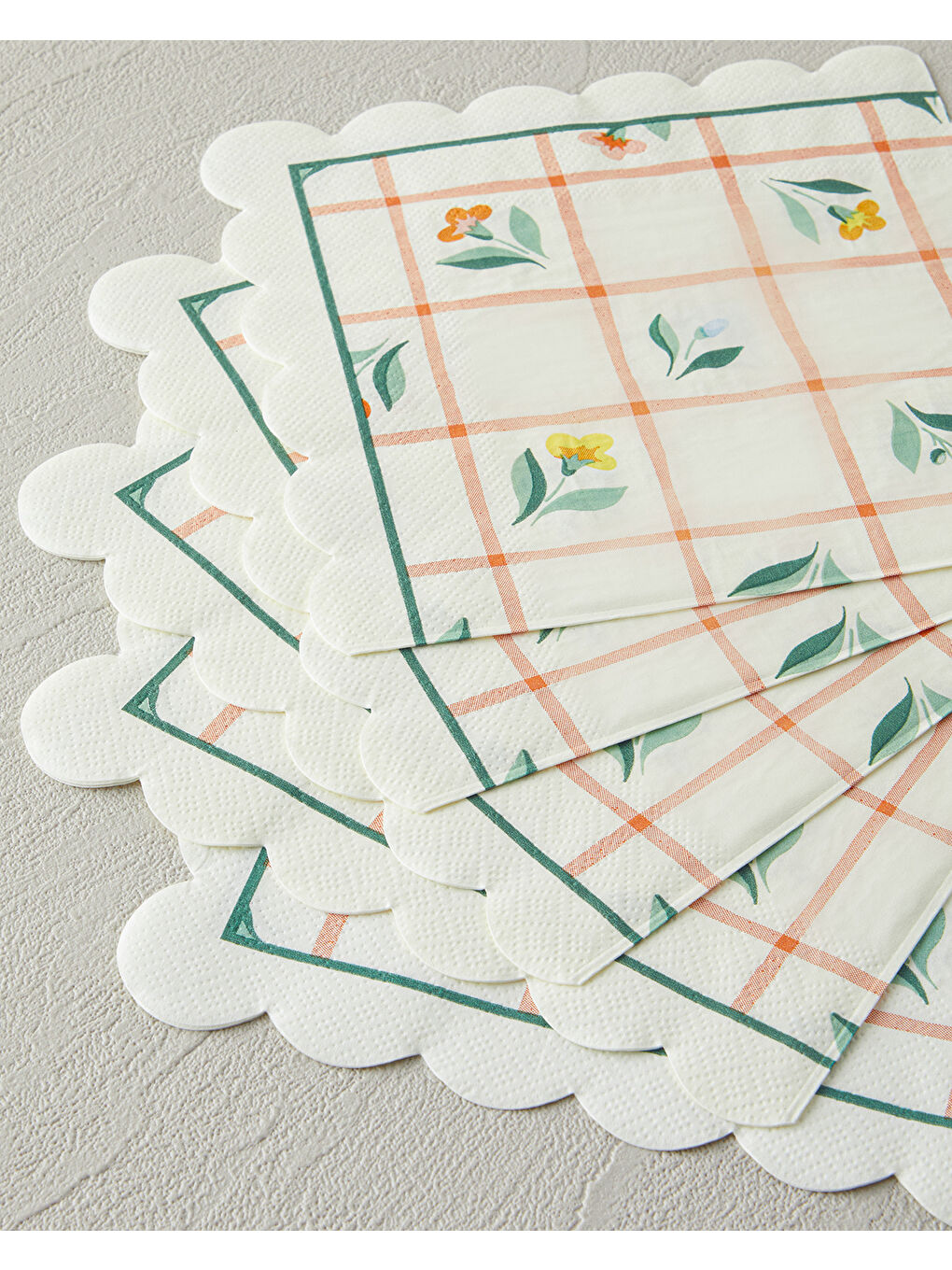 Ekru Retro Flowery 20'li Kağıt Peçete 33x33 cm Krem-1