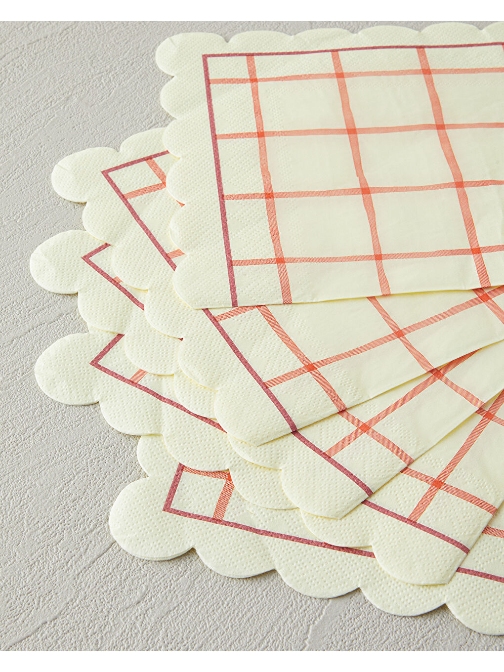 Ekru Retro Gingham 20'li Kağıt Peçete 33x33 cm Krem-1