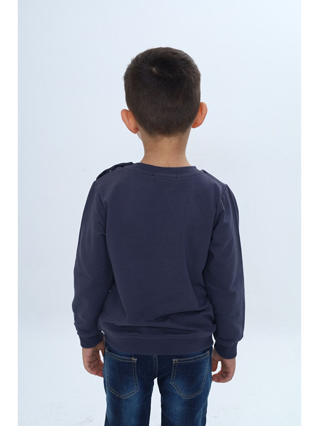 Antrasit Erkek Çocuk Relax Fit Bisiklet Yaka Omuzu Çıtçıtlı Sweatshirt-3