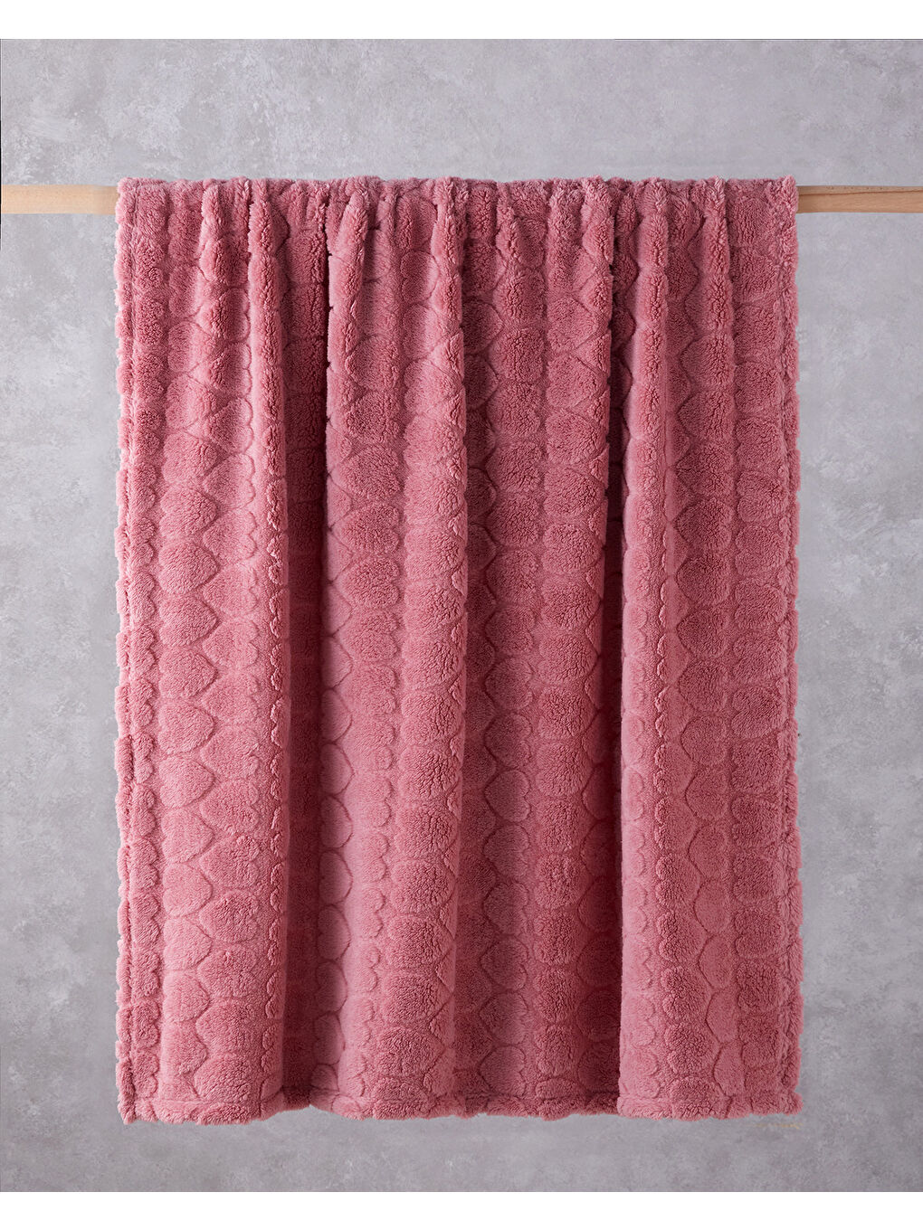 Pembe Romantic Hearts Jakarlı Wellsoft Tv Battaniye 120x160 cm Gül Kurusu