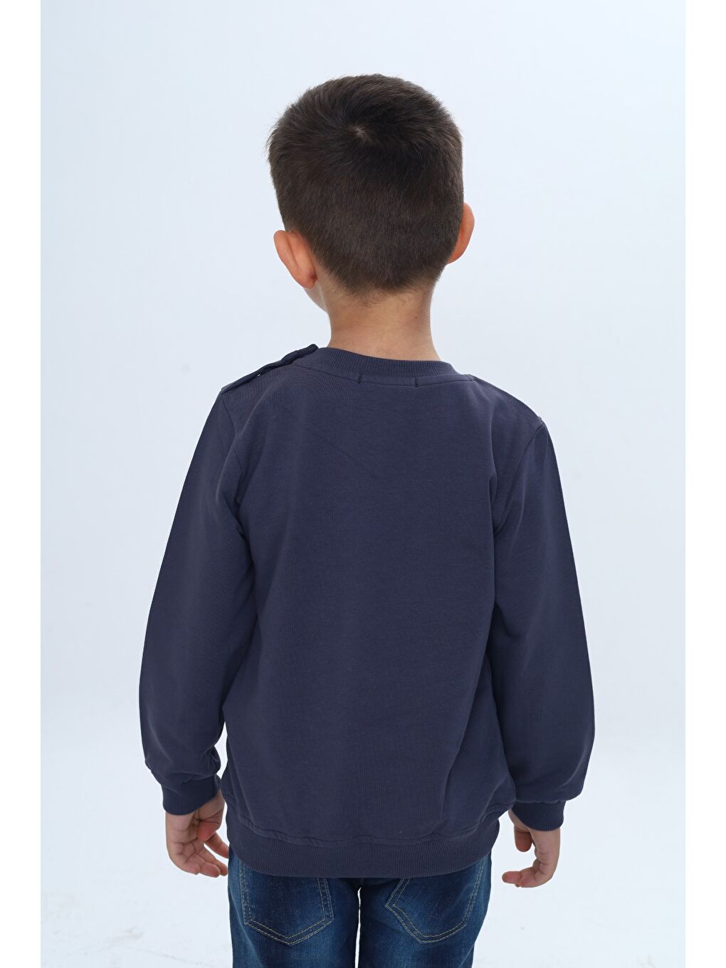 Antrasit Erkek Çocuk Relax Fit Bisiklet Yaka Omuzu Çıtçıtlı Baskılı Sweatshirt-3