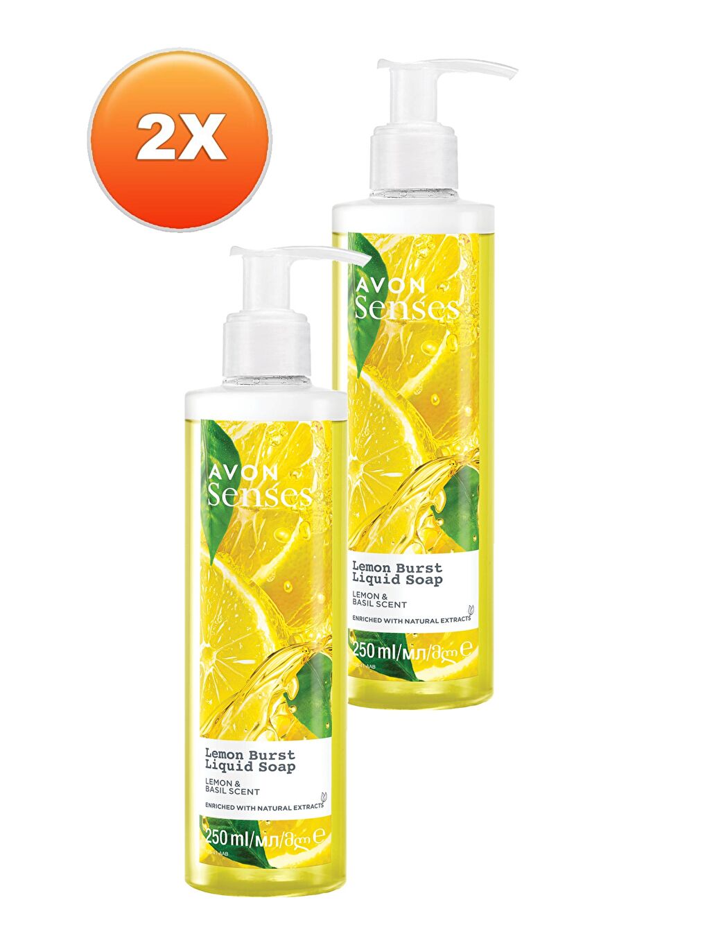 AVON Renksiz Senses Lemon Burst Limon ve Reyhan Kokulu Sıvı Sabun 250 Ml. İkili Set - 1