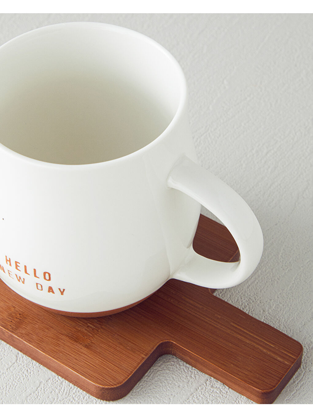 Hello New Day New Bone China Bardak Altlıklı Kupa 450 ml Beyaz-2