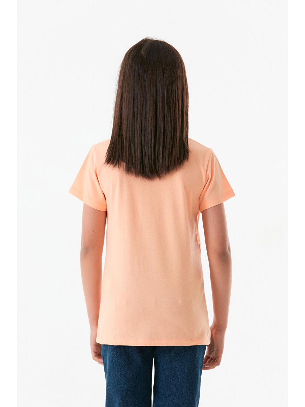 Pembe Baskılı Bisiklet Yaka Kız Çocuk Tişört-4