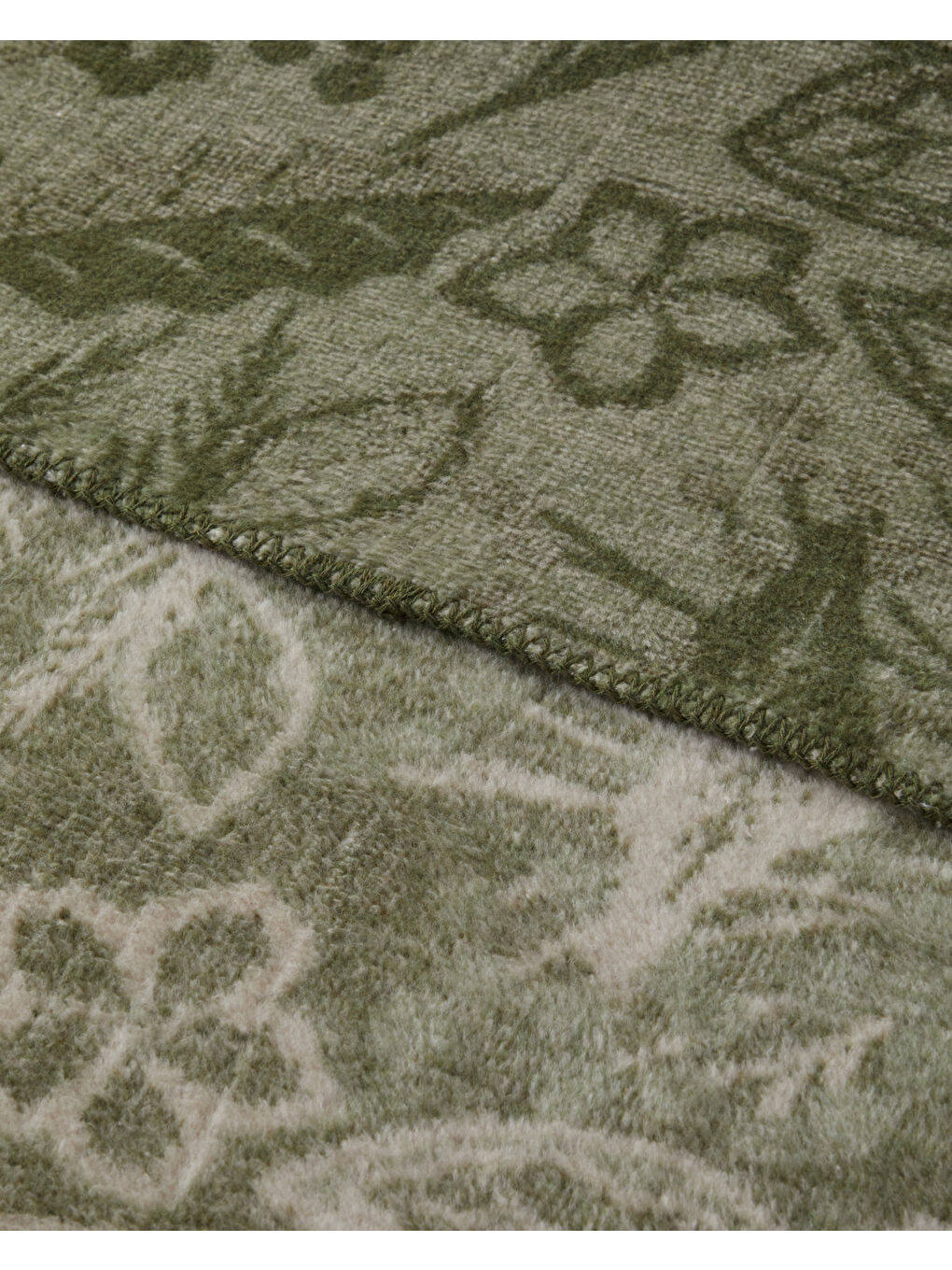 Floral Art Pamuklu Çift Kişilik Battaniye 200x220 cm Açık Yeşil-2