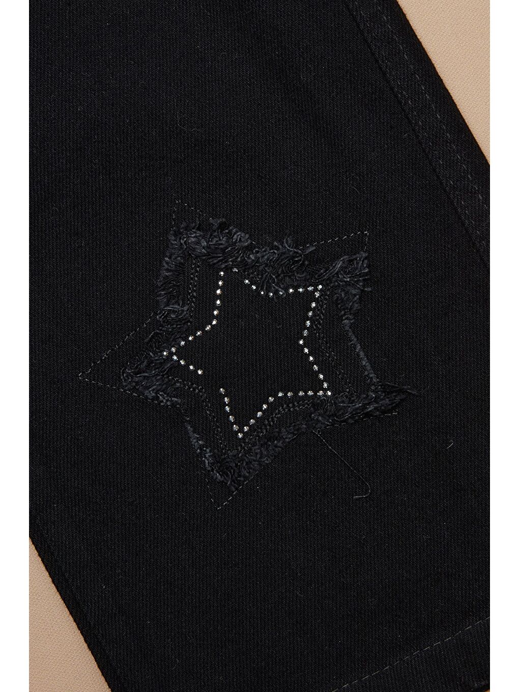 Siyah %100 Pamuk Taşlı Yıldız Nakışlı Palazzo Kız Çocuk Pantolon-3