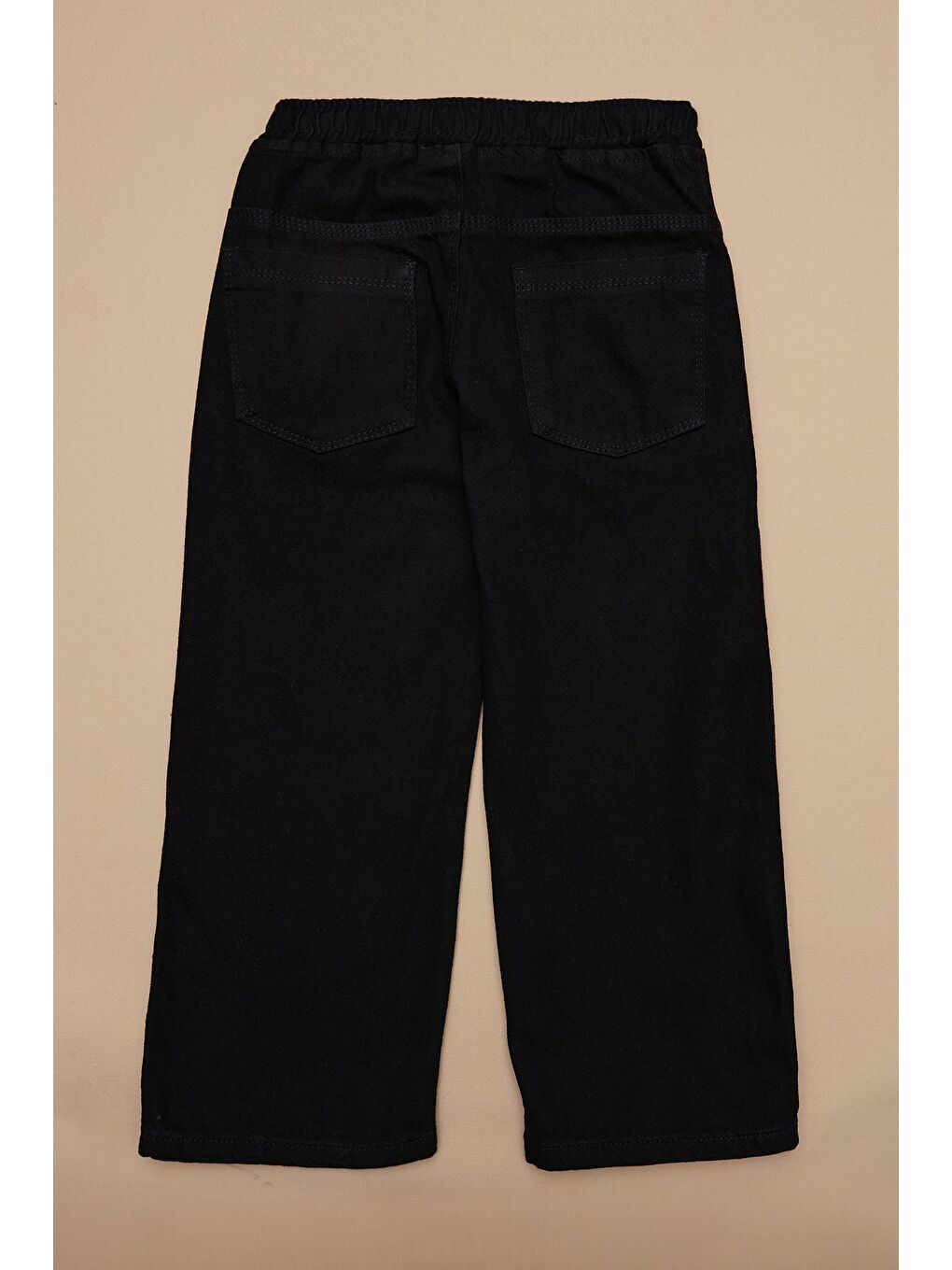 Siyah Beli Lastikli Pullu Kiraz Nakışlı Kız Çocuk Pantolon-2