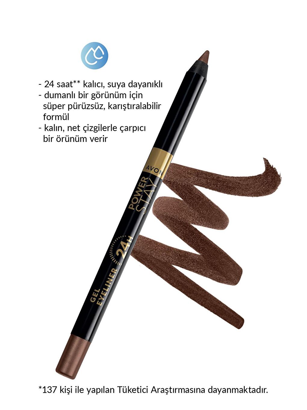 AVON Renksiz Power Stay Jel Eyeliner Chocolate Brown - 3