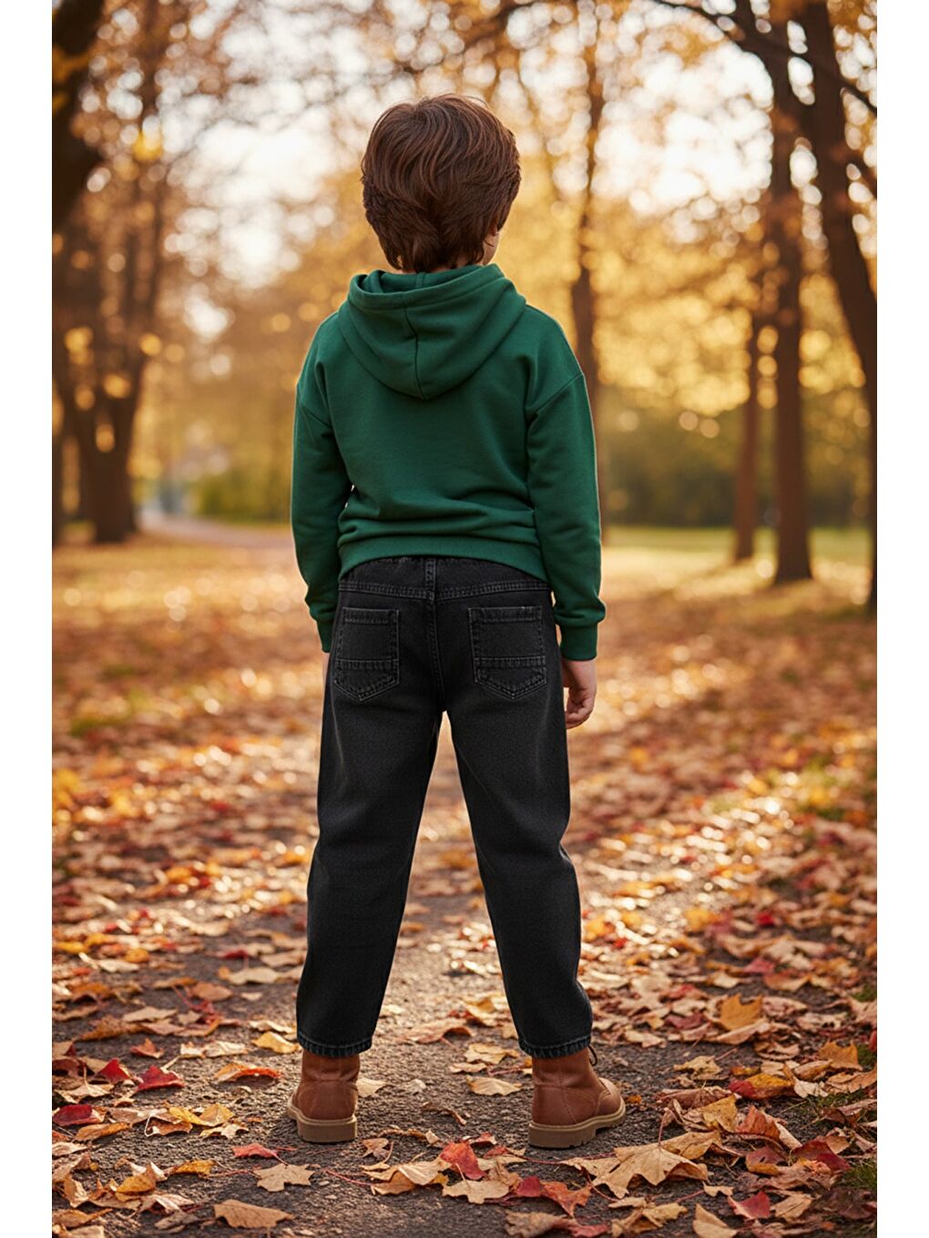 Gri Beli Lastikli Baggy Erkek Çocuk Pantolon-1