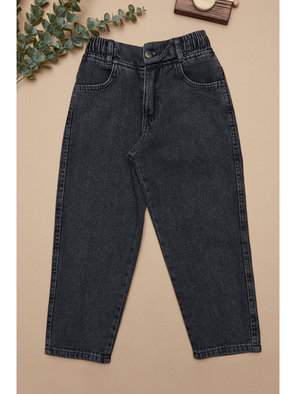 Gri Beli Lastikli Baggy Erkek Çocuk Pantolon-2