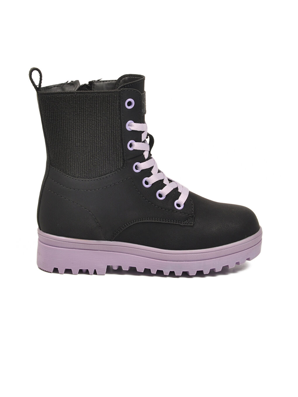 Siyah Lila İçi Polarlı Kaymaz Taban Kız Çocuk Bot 23002 F-1