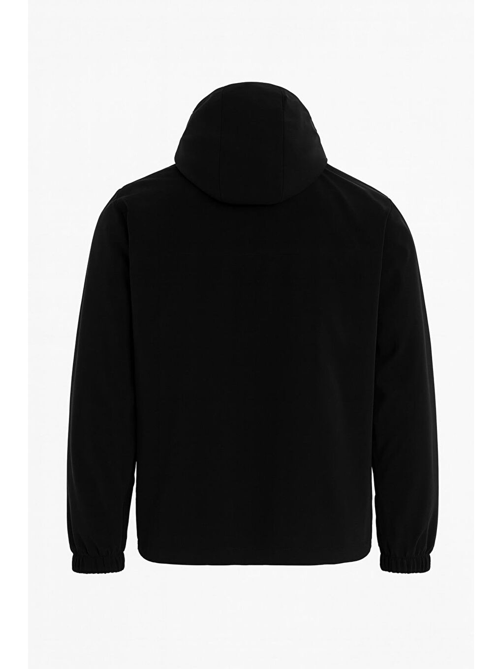 Siyah Erkek Kapüşonlu Rüzgarlık, Fermuarlı Cepli Mevsimlik Mont-1
