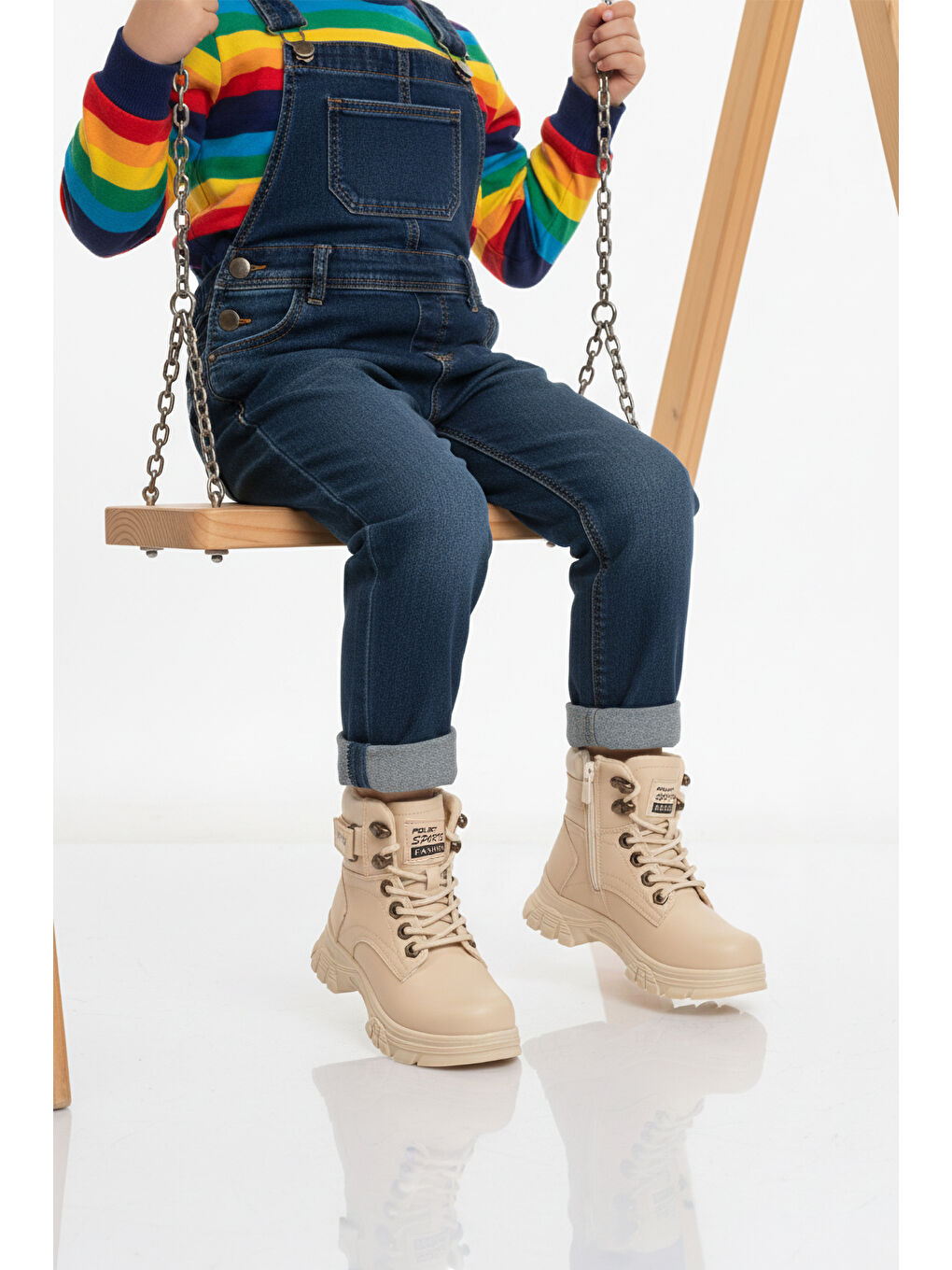 Bej İçi Polarlı Kaymaz Taban Unisex Çocuk Bot 24035 F