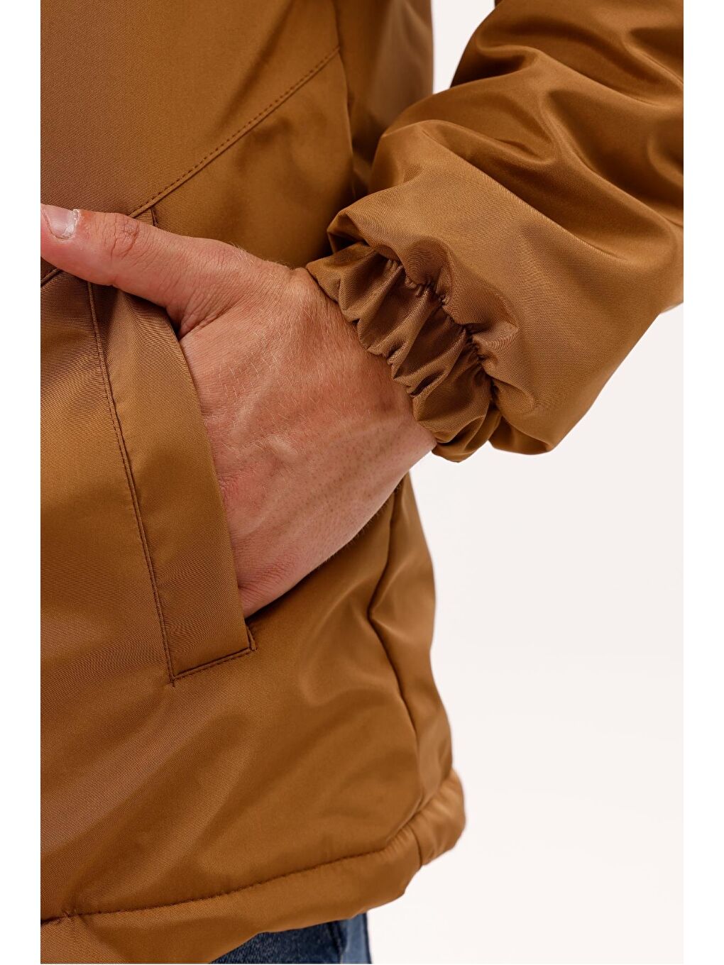 Kahverengi Erkek Kürklü Su Ve Rüzgar Geçirmez Kapüşonlu Kışlık Mont & Kaban & Parka-4