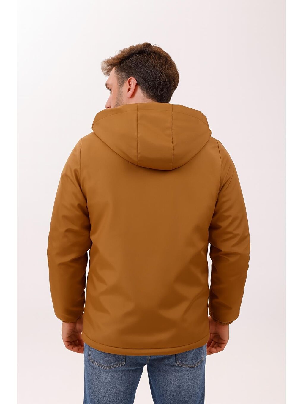 Kahverengi Erkek Kürklü Su Ve Rüzgar Geçirmez Kapüşonlu Kışlık Mont & Kaban & Parka-6