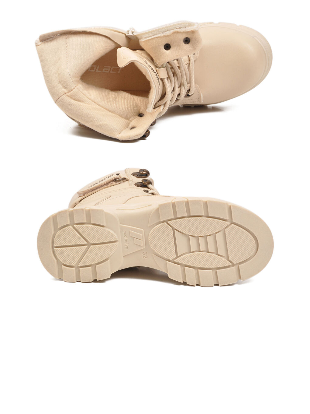 Bej İçi Polarlı Kaymaz Taban Unisex Çocuk Bot 24035 F-4