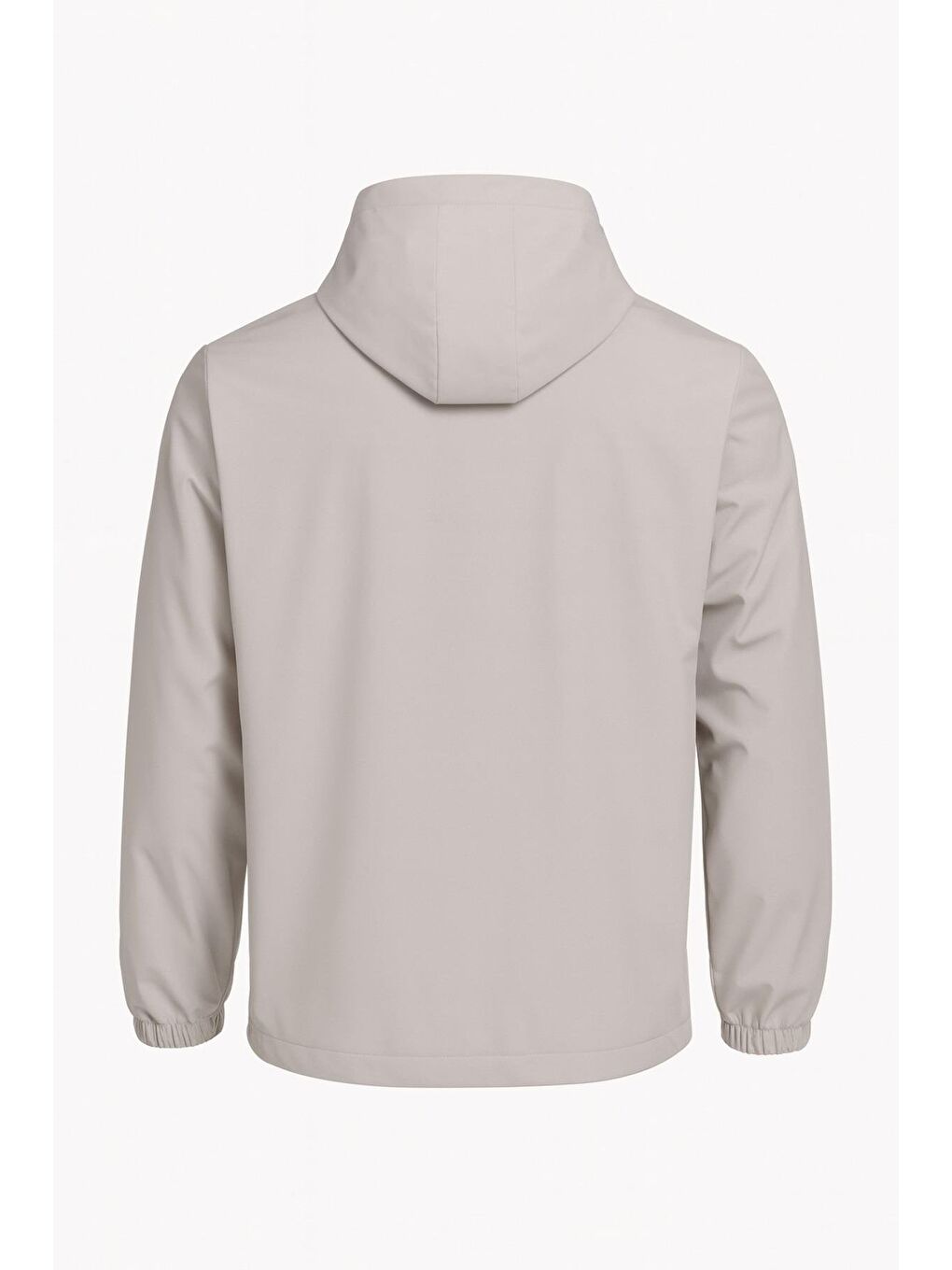 Bej Erkek Kapüşonlu Rüzgarlık, Fermuarlı Cepli Mevsimlik Mont-1