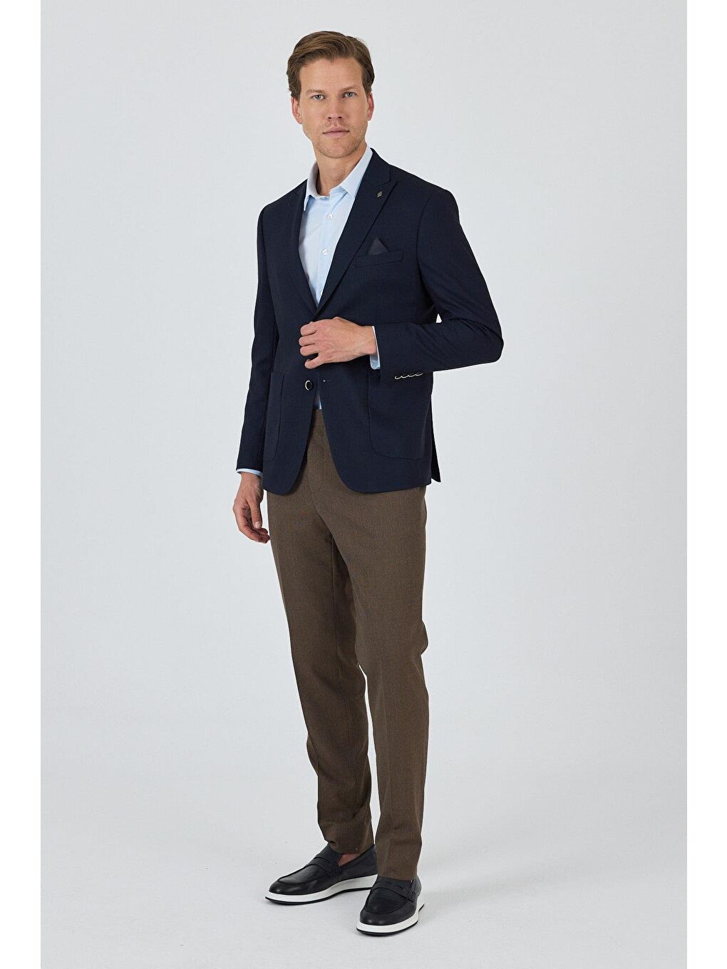 Lacivert Kılıç Yaka   Esnek 6 Drop Slim Fit Classic  Ceket 1002250124-1