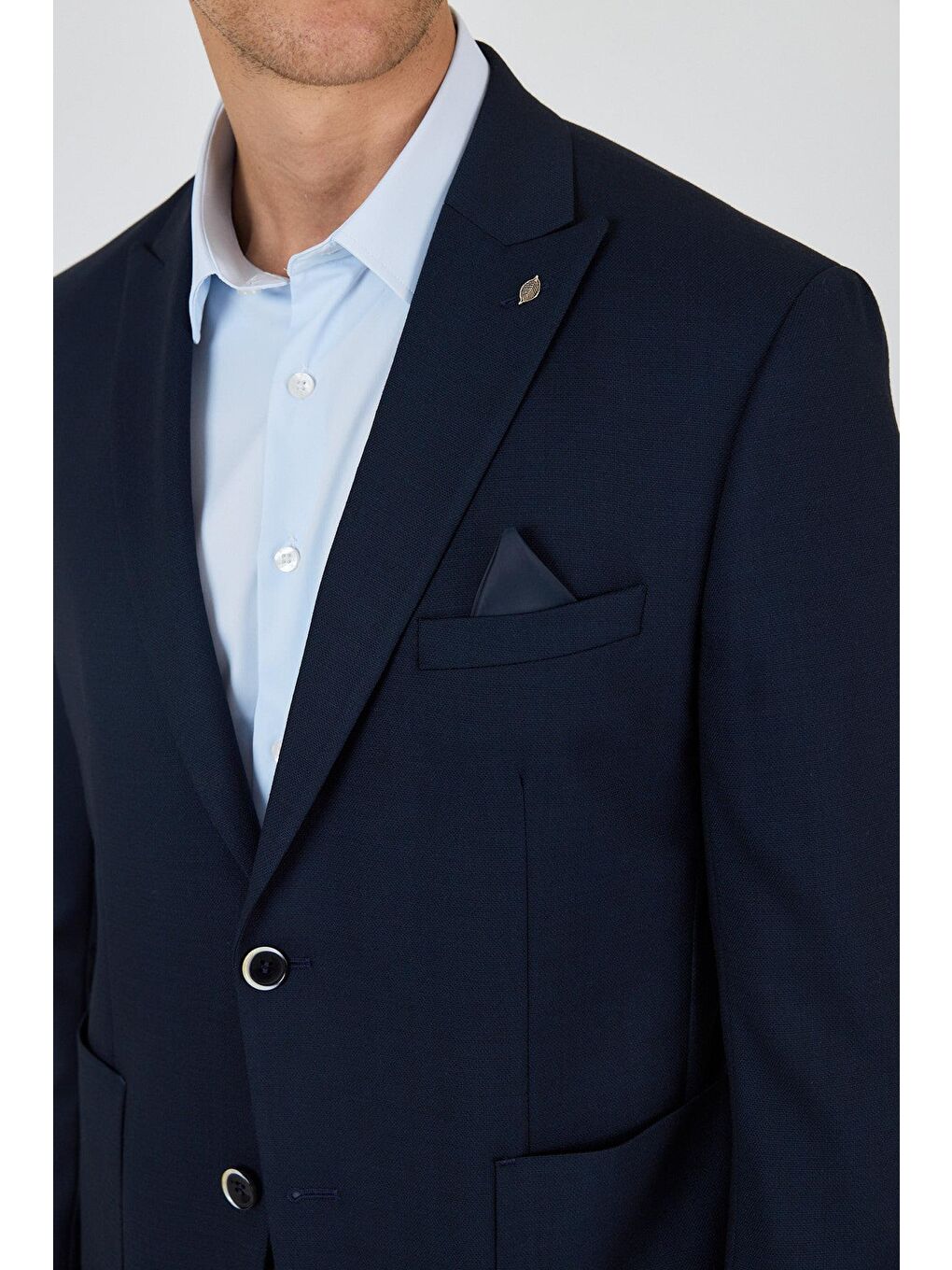 Lacivert Kılıç Yaka   Esnek 6 Drop Slim Fit Classic  Ceket 1002250124-2