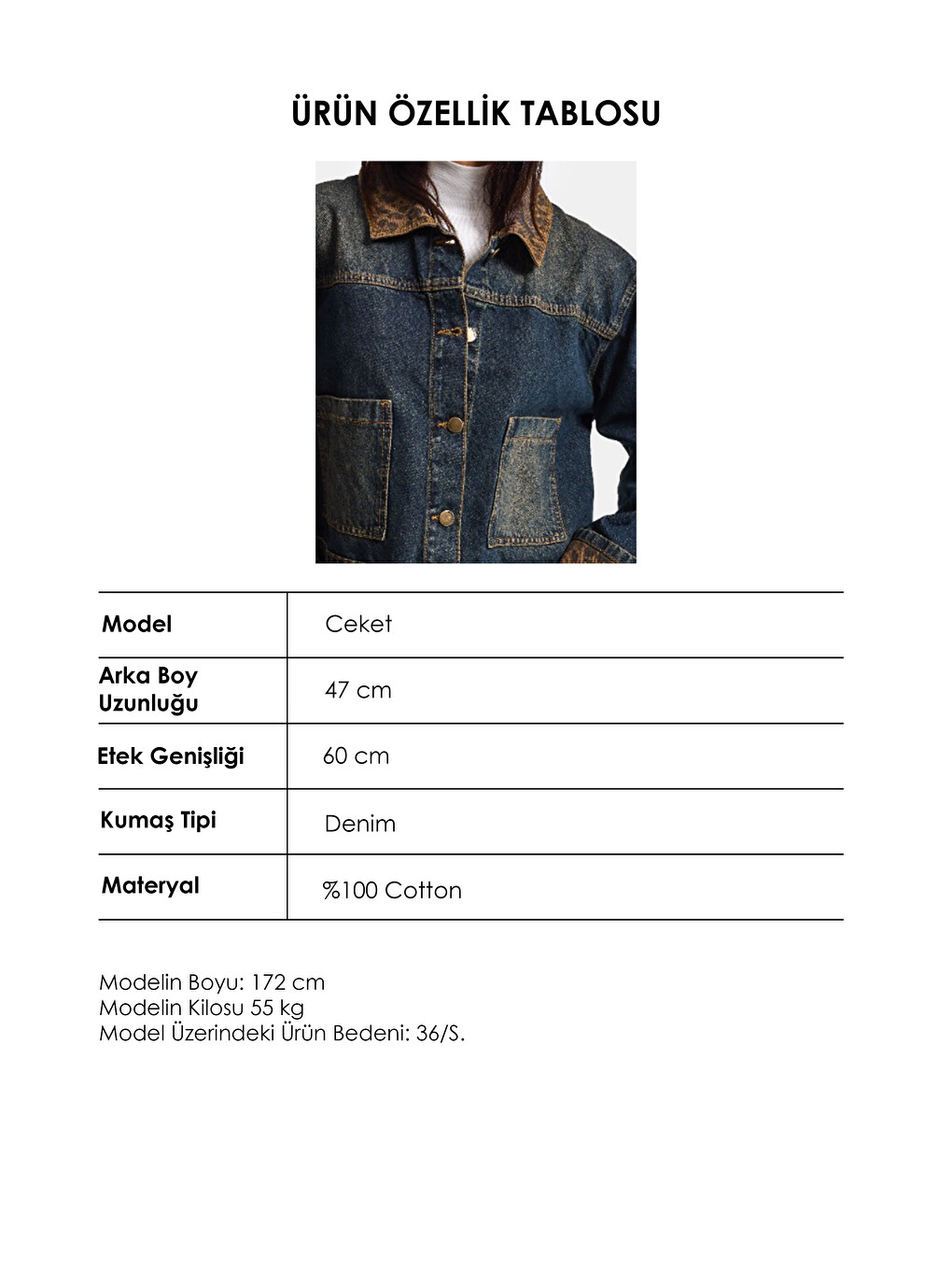 Mavi Kadın T.kot Rengi 2w6-8 Oversize Kemer Boy Leopar Detaylı Tasarım Denim Ceket-5